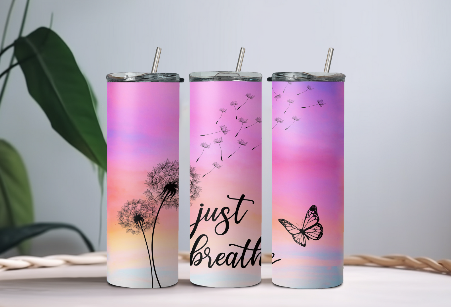 Just Breathe Colorful Tumbler