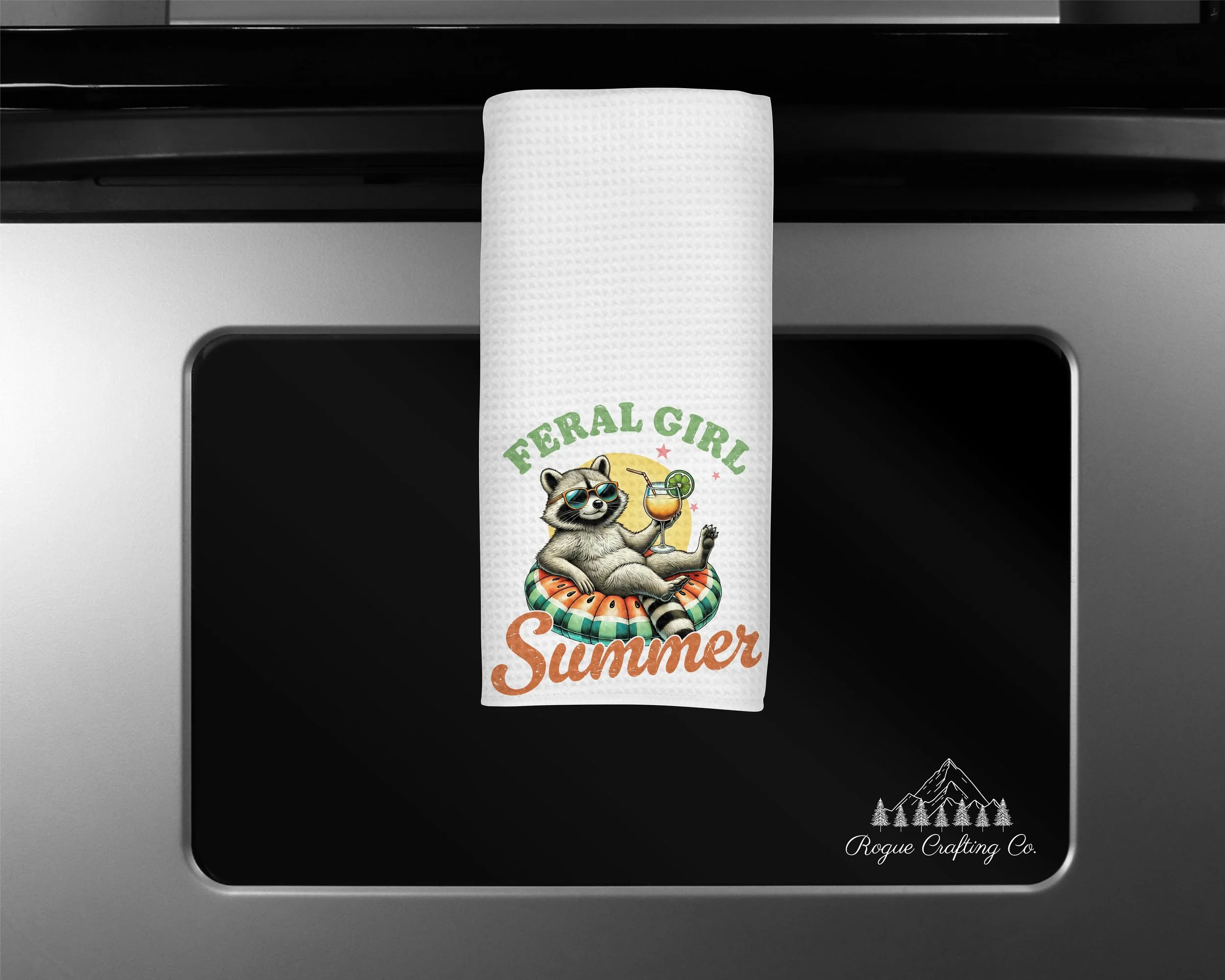 🦝 Feral Girl Summer Waffle-Weave Towel