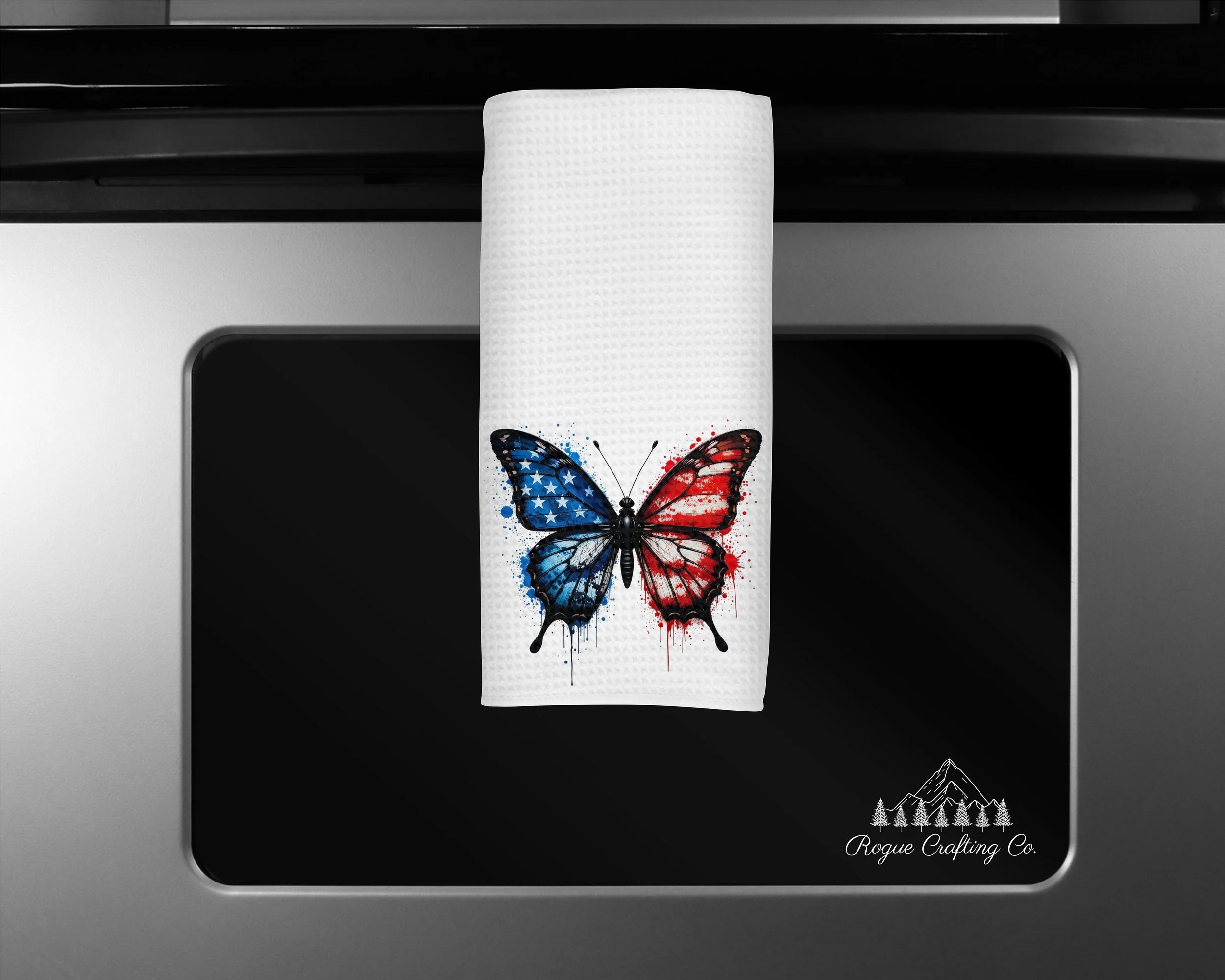 🦋 American Butterfly Waffle-Weave Towel
