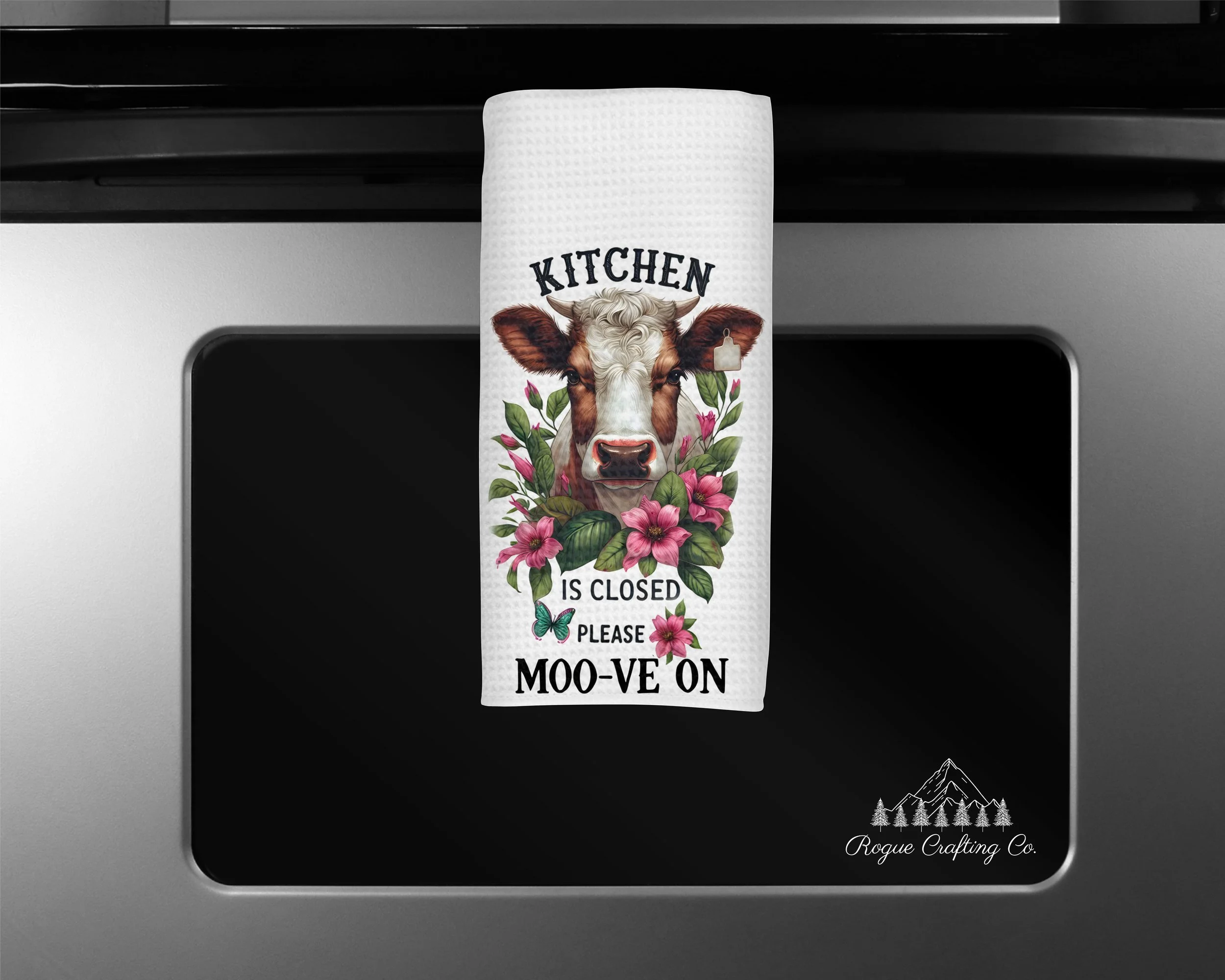 🐮 Kitchen Closed Moo-ve On Waffle-Weave Towel