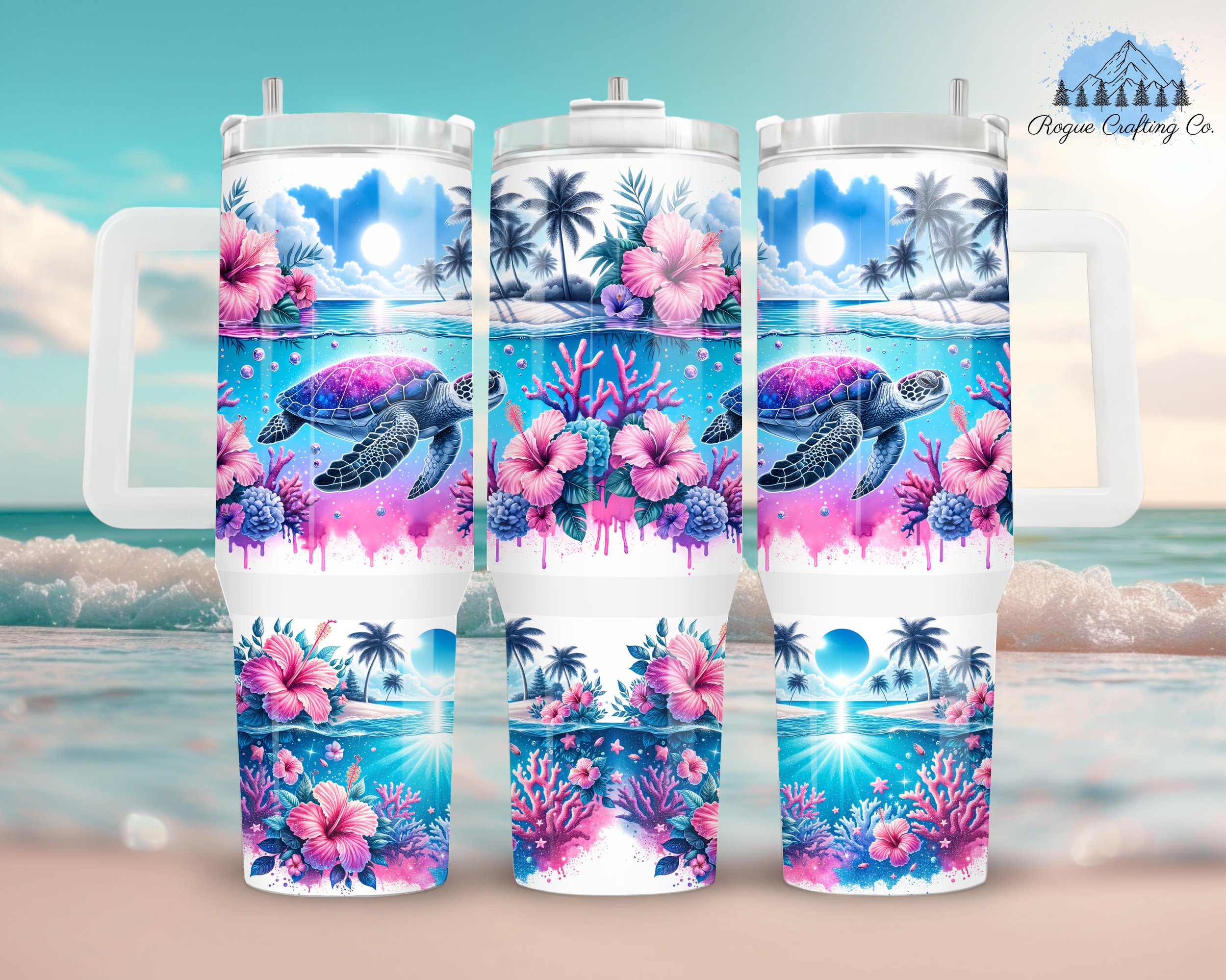 🐢 Tropical Sea Turtles Tumbler 🌺✨
