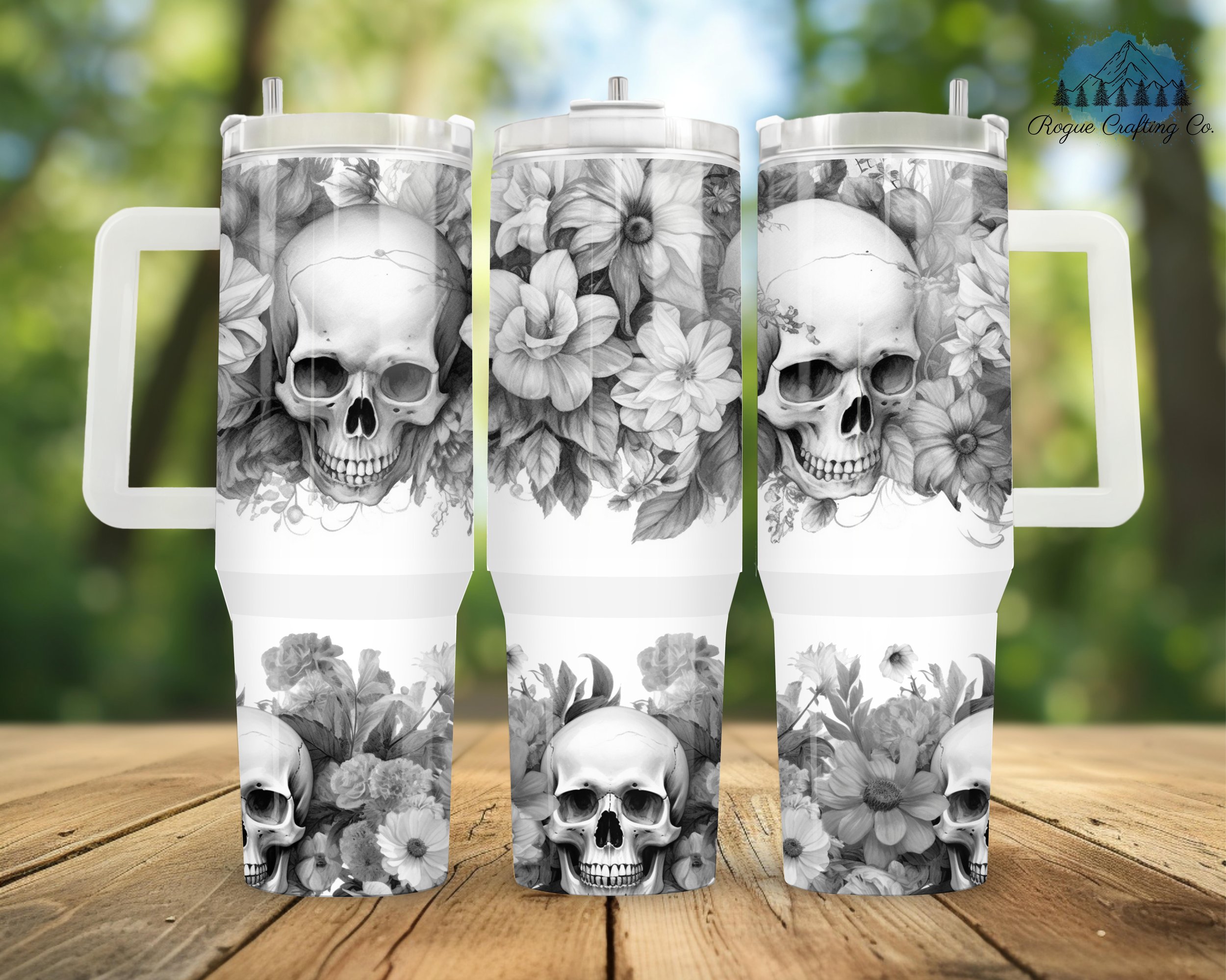 💀 Shaded Bones and Blooms Tumbler🖤✨