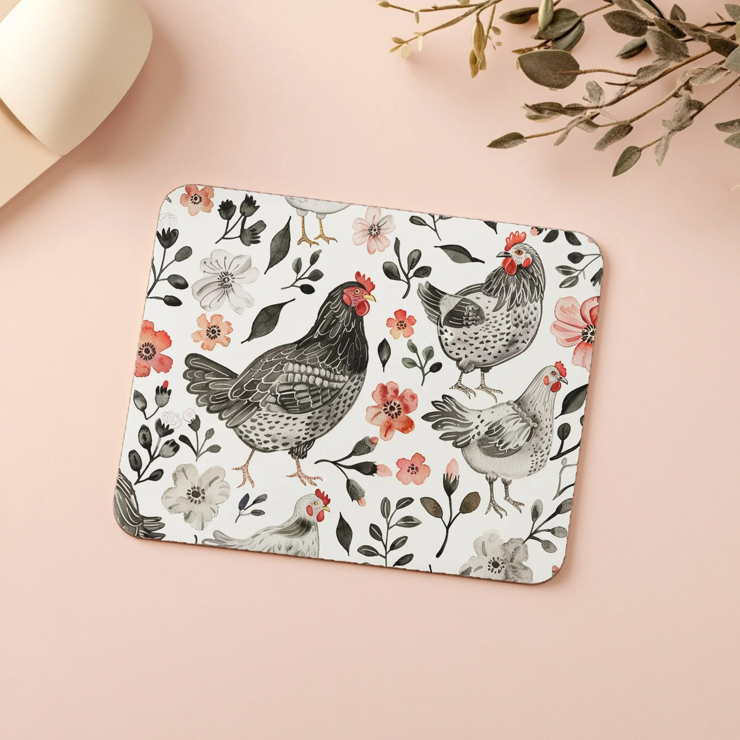 Watercolor Chicken Pattern 🐓🌸