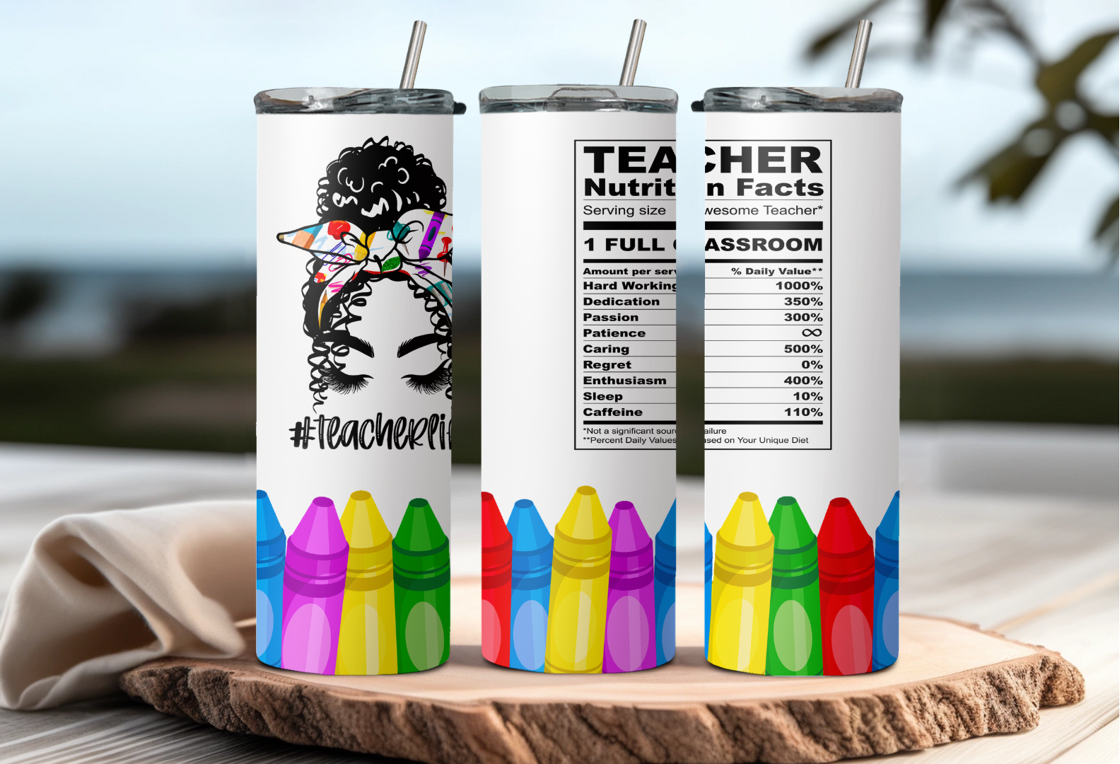 #TeacherLife Tumbler (Curly Hair)