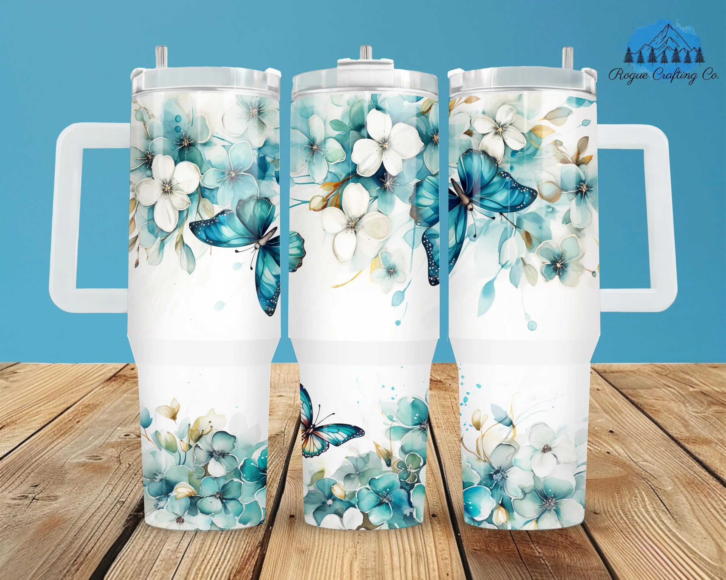 🦋 Blue Butterfly Breeze Tumbler 🦋✨