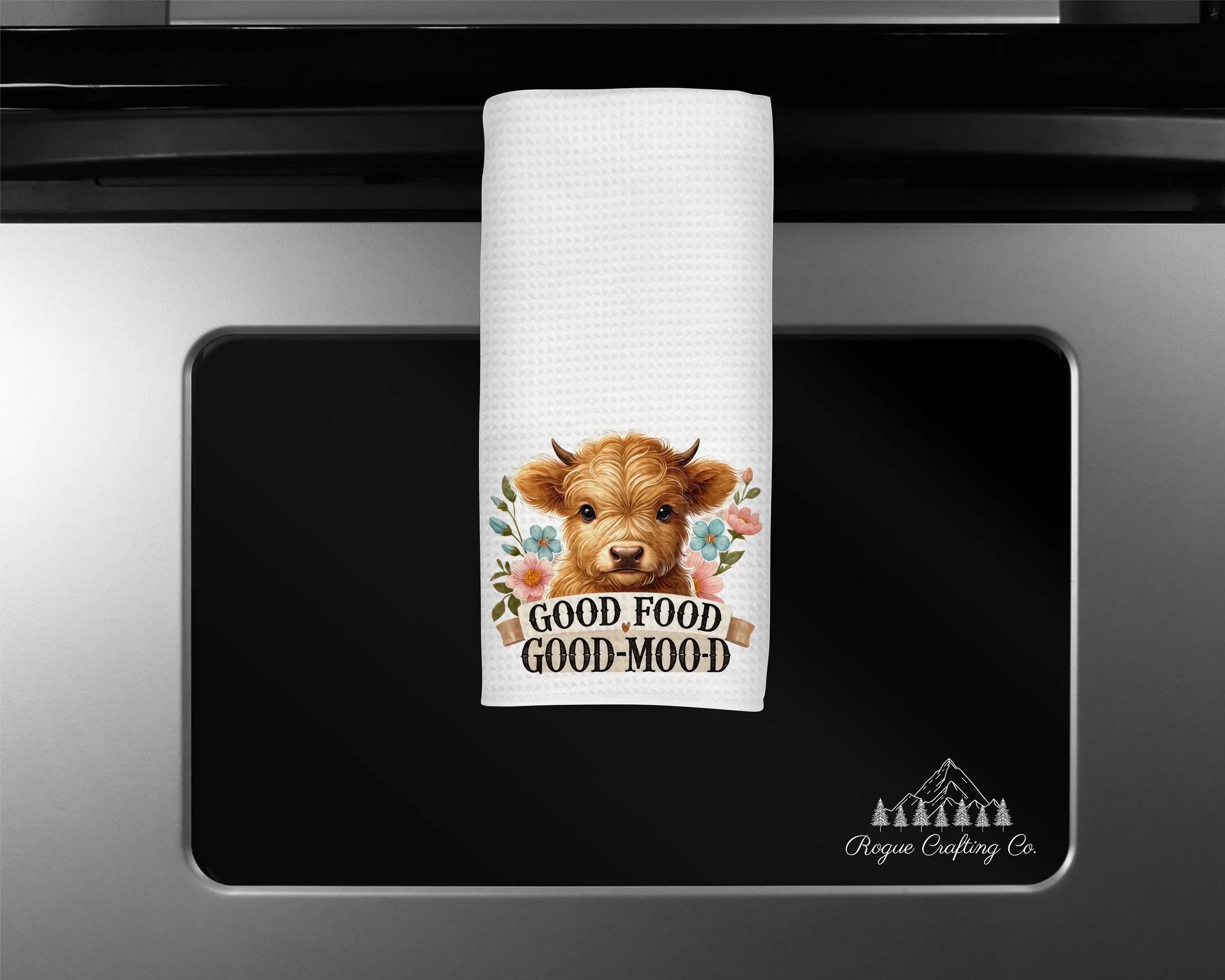 🐮 Good Food Good Moo-d Waffle-Weave Towel