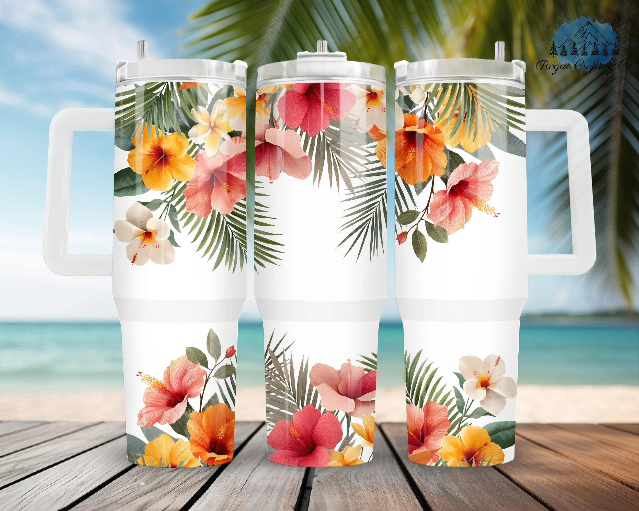 🌺 Tropical Hibiscus Blossoms Tumbler 🌴✨