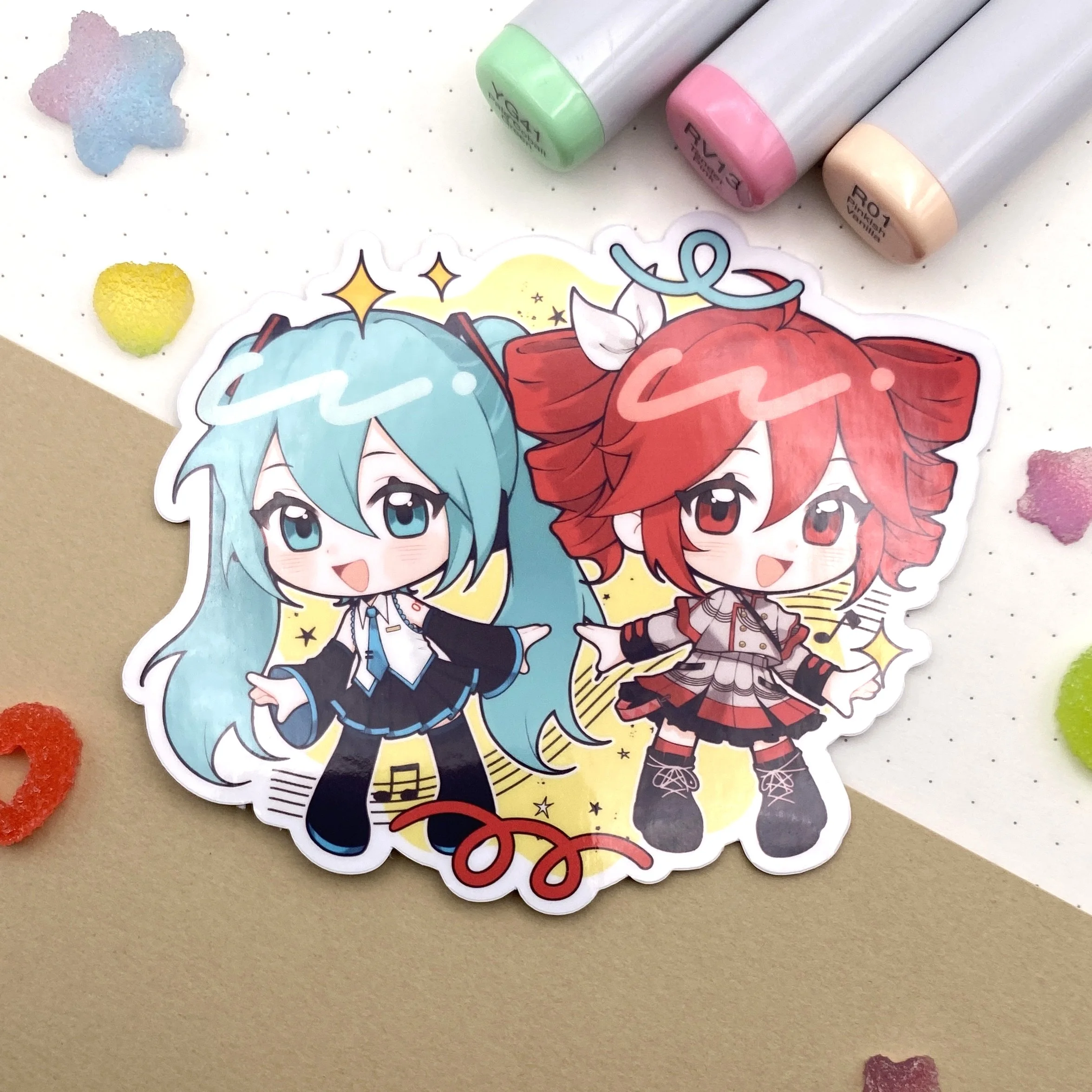 Miku and Teto Vinyl Sticker