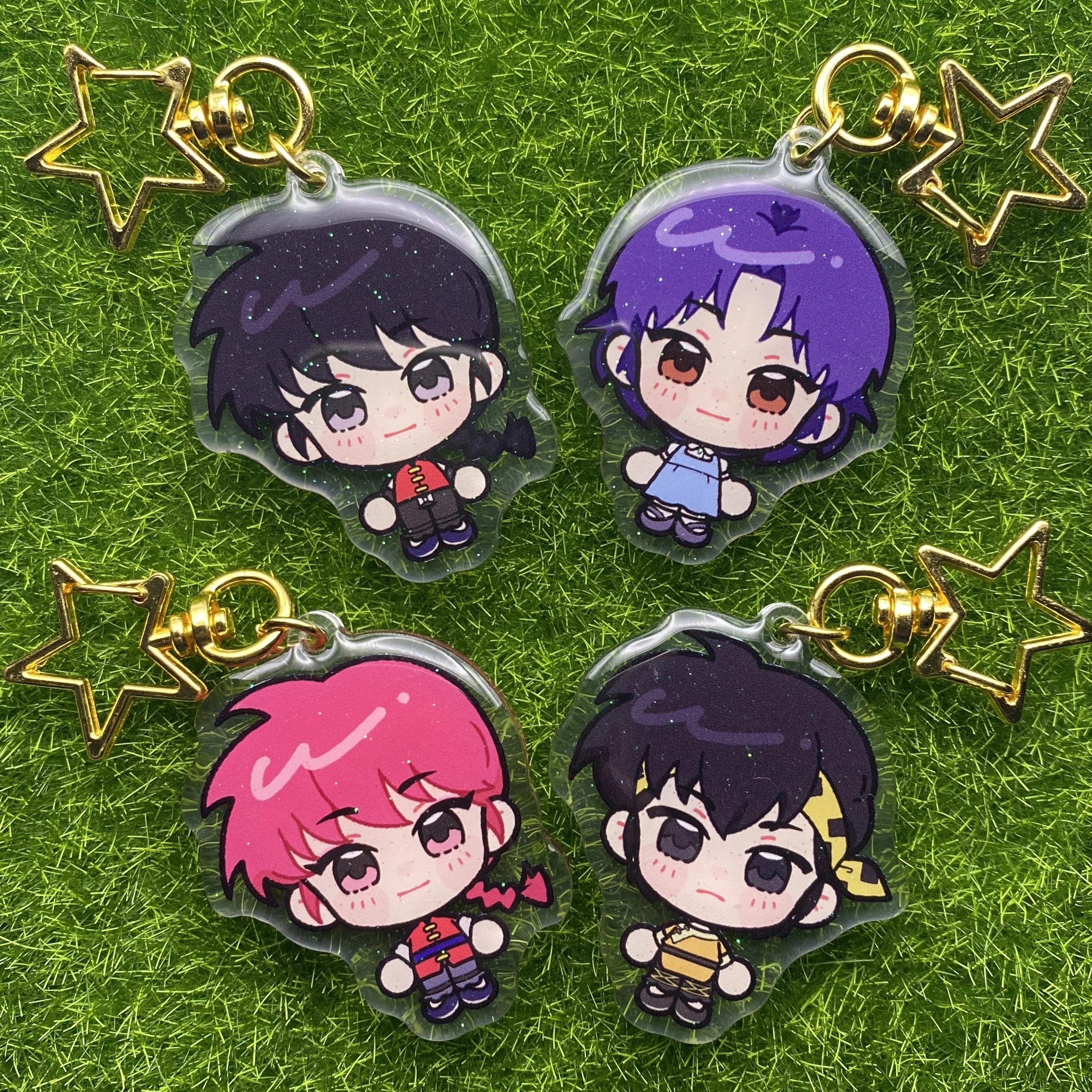 Ranma 1/2 Glitter Epoxy Keychains