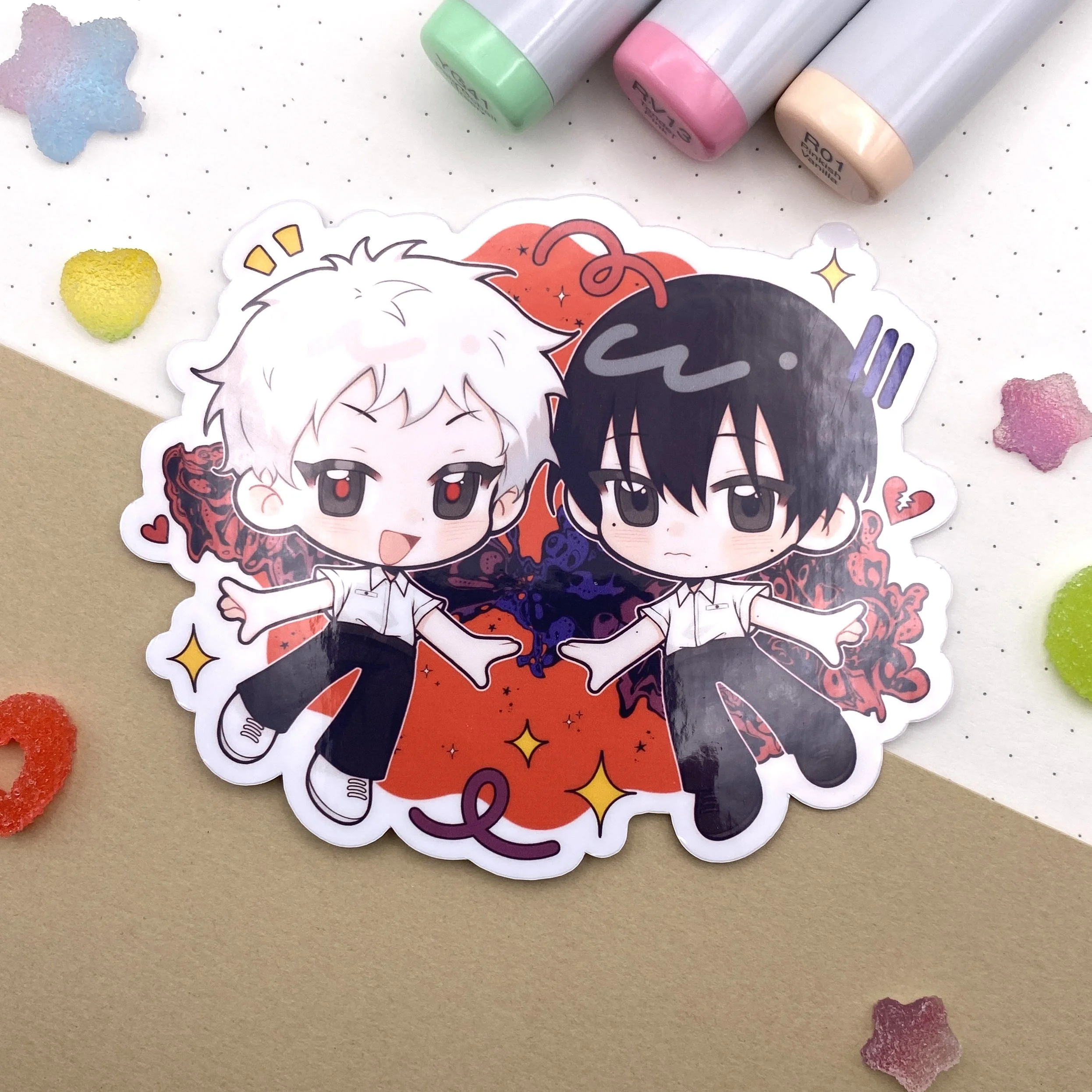 Hikaru and Yoshiki Vinyl Sticker