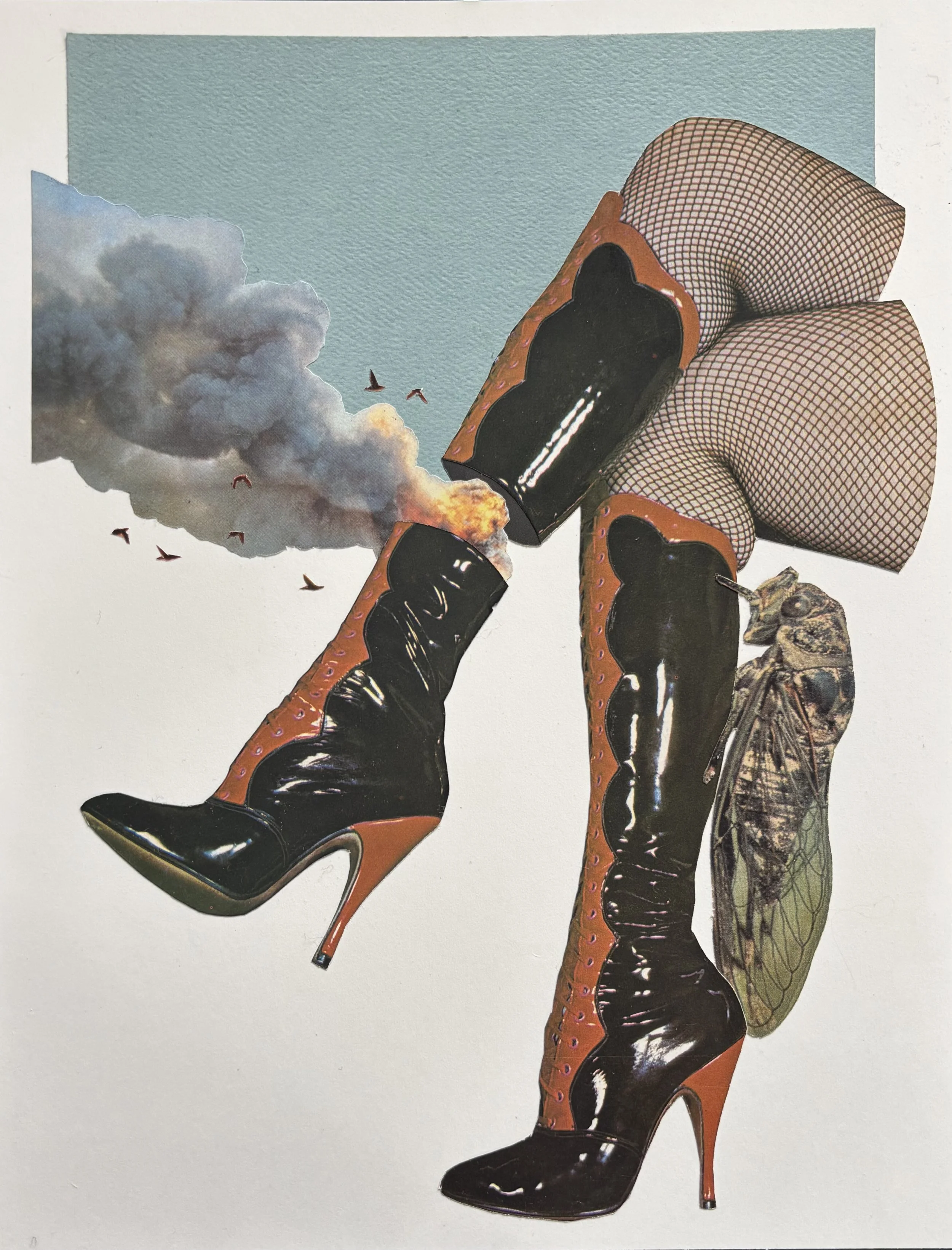 framed collage on board