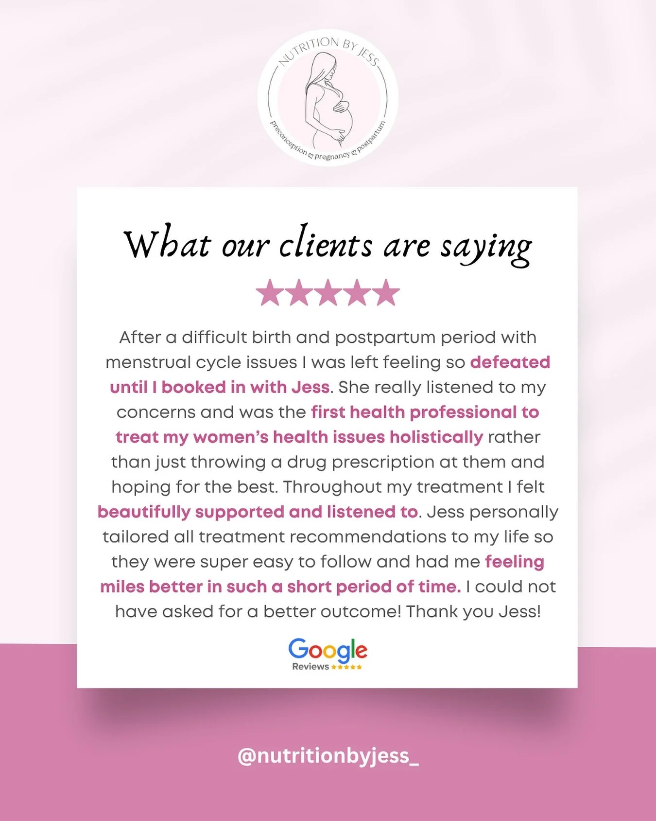 One of the most beautiful reviews from a beautiful client 🥹🩷 

This right here is what makes the hard moments 1000% worth it. So many times I&rsquo;ve been let down by health professionals and so I promised myself to do everything I can to never le