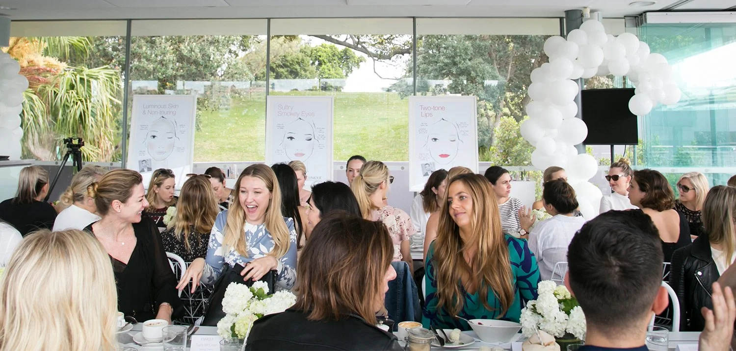 Brand activation event with guests and displays