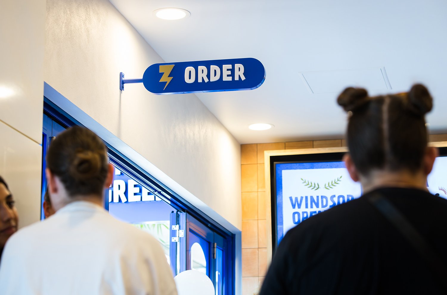 Signage at restaurant launch event