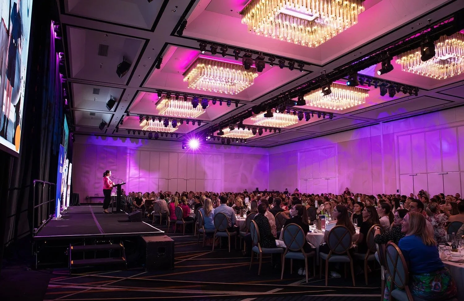 Keynote speech in full conference room