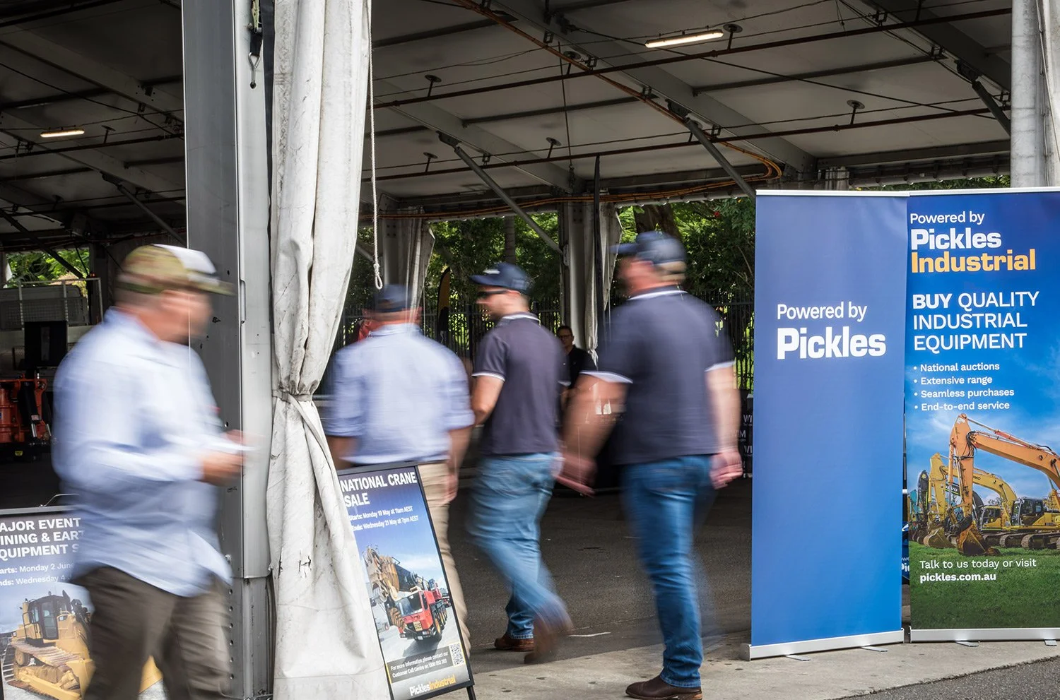 Visitors entering heavy equipment tradeshow at Brisbane Exhibition Ground