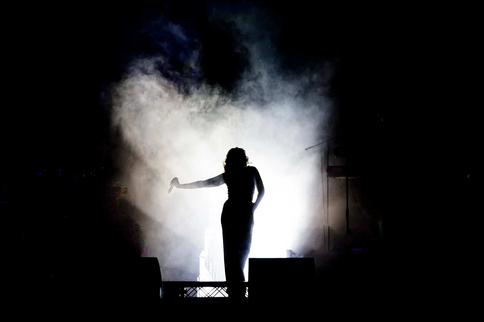 Silhouetted performer on stage at Brisbane City Hall