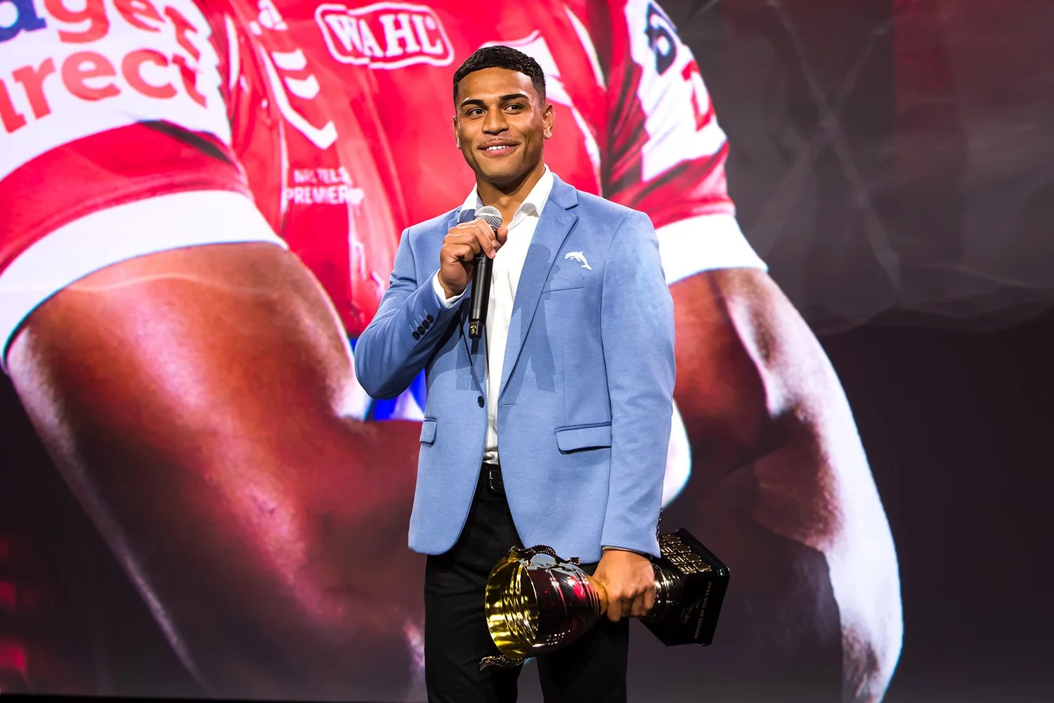 Award recipient gives acceptance speech at BCEC gala awards presentation