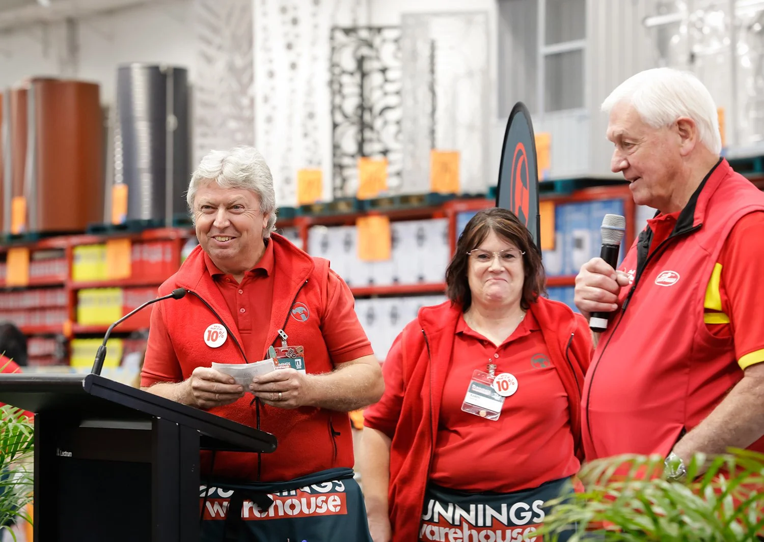 Staff presentation during store opening event