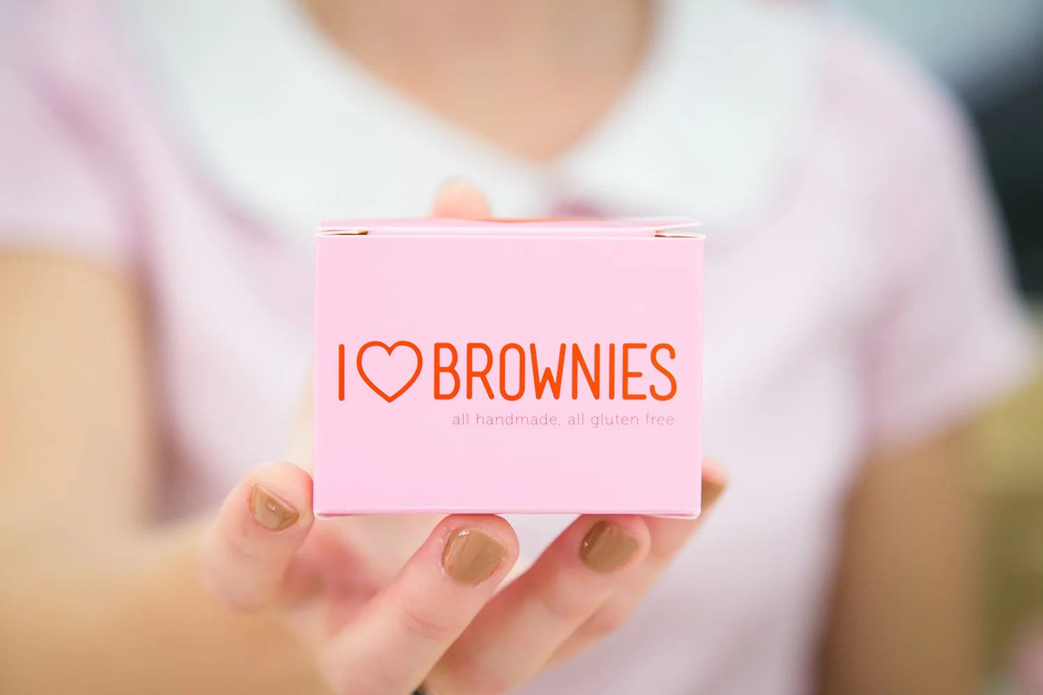 Close-up of branded packaging at event