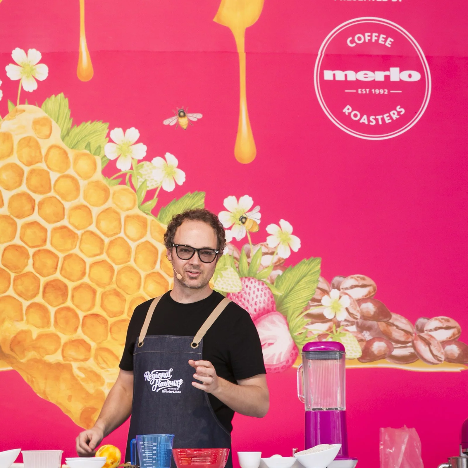 Trade show speaker presentation on stage at Brisbane expo