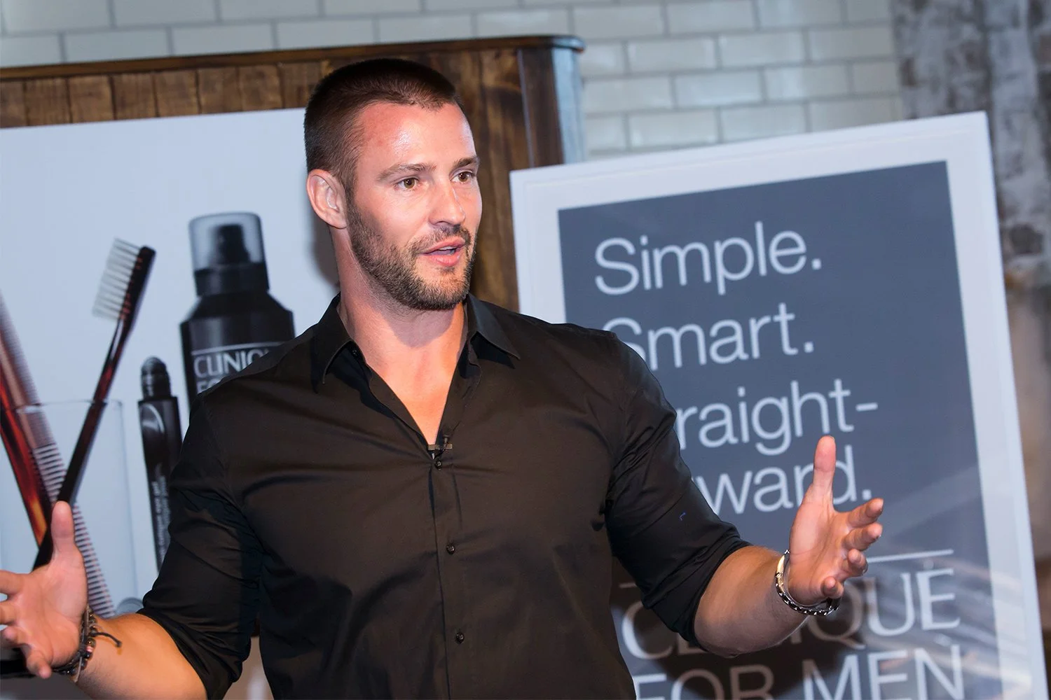 Kris Smith speaking at brand activation