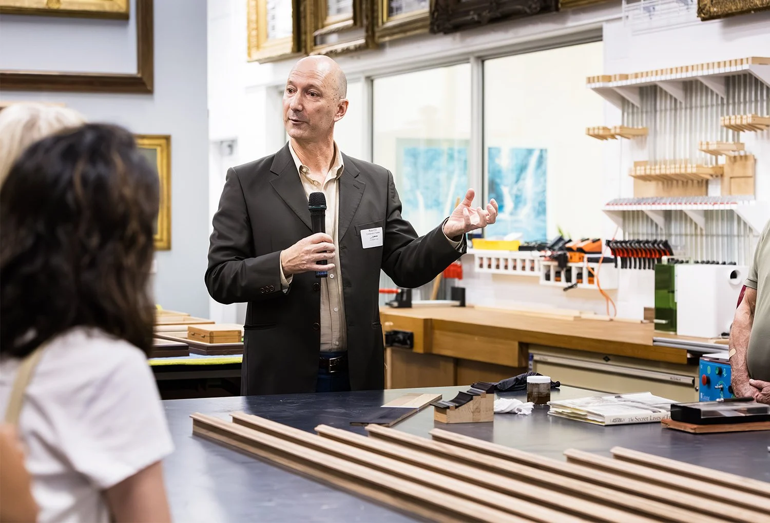 Framing demonstration at private gallery event