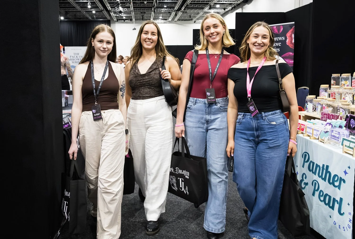 Group photo of four attendees at Brisbane book signing expo