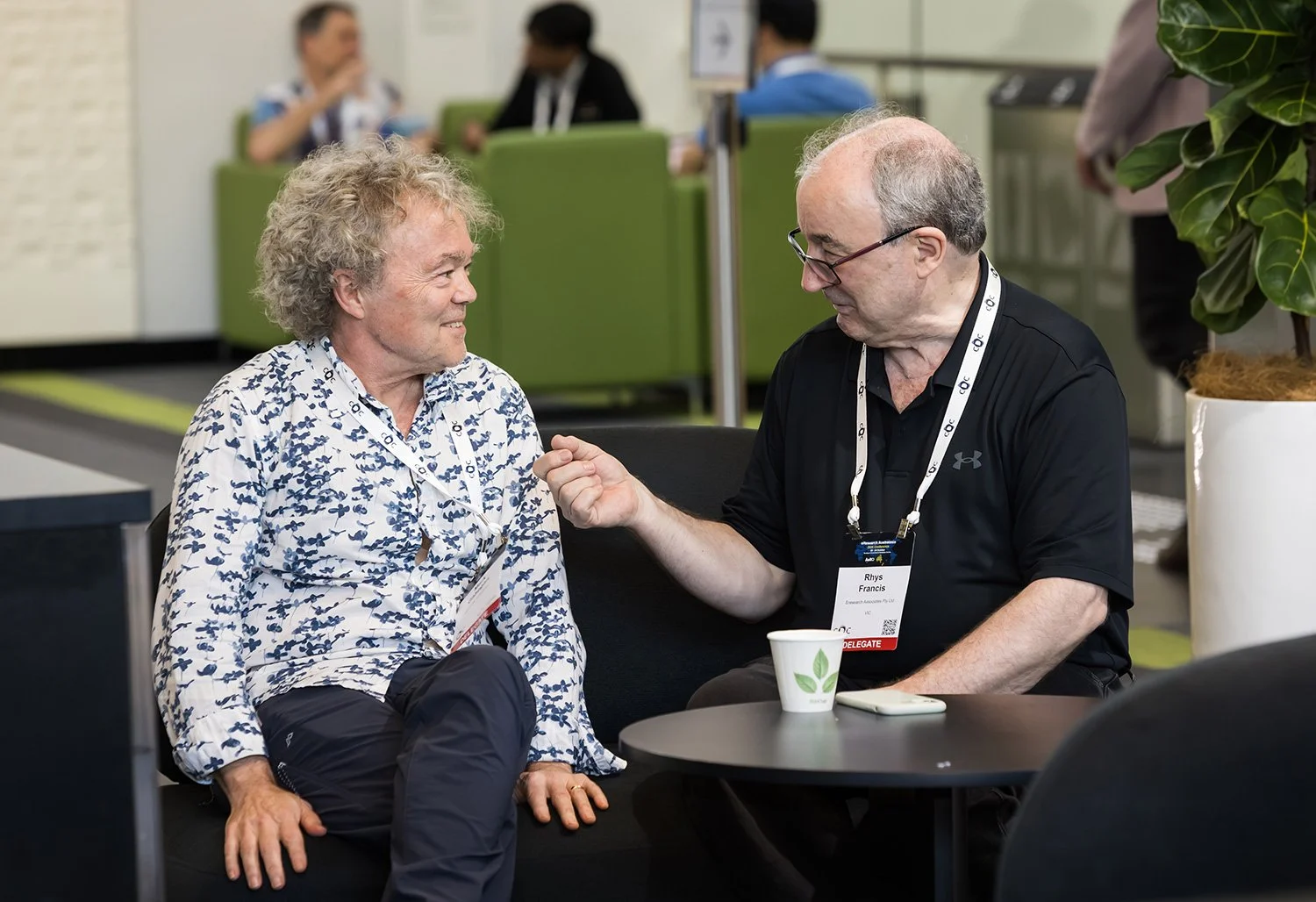 Conference delegates making connections during an afternoon tea break at BCEC