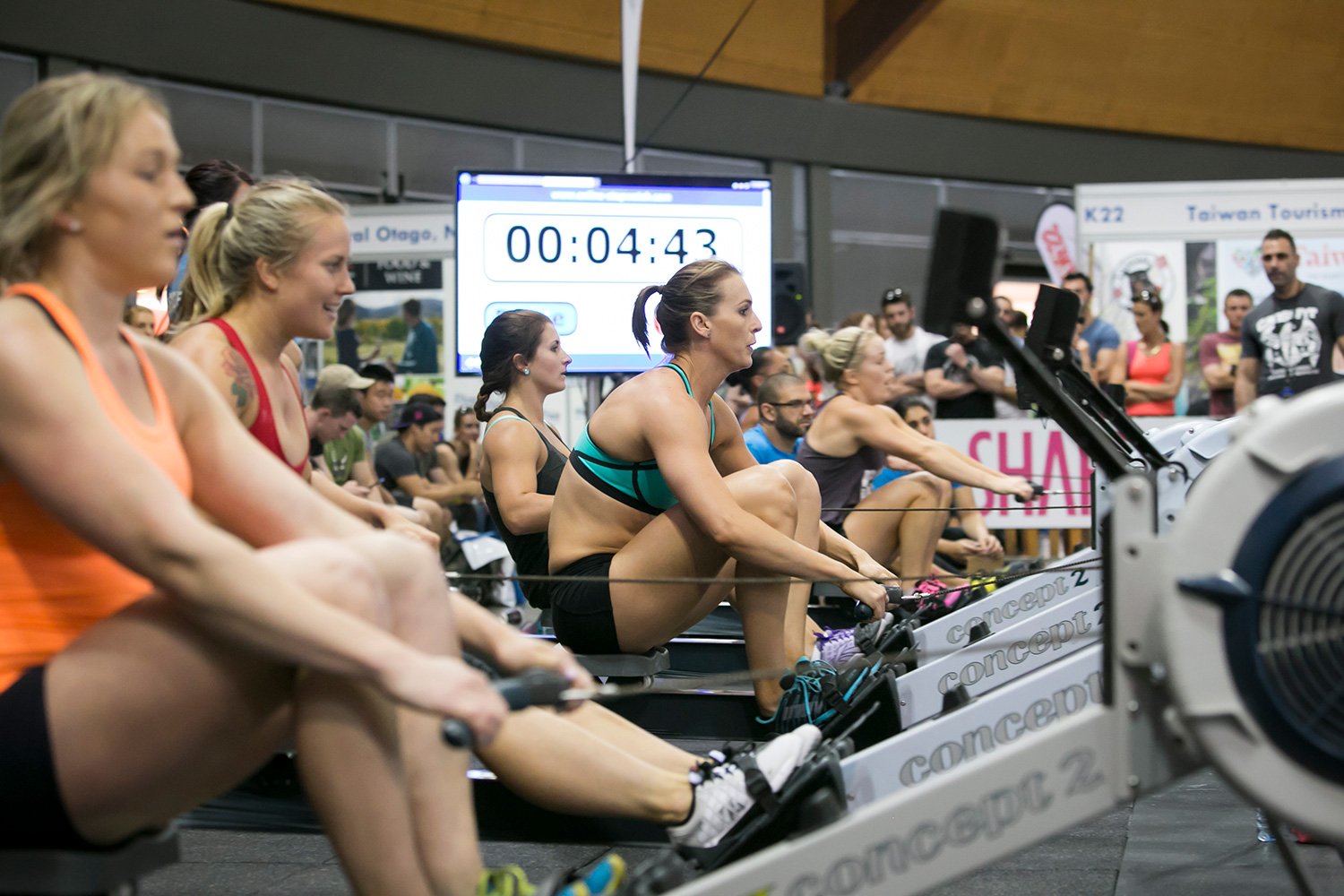 Live rowing machines demonstration at Brisbane expo