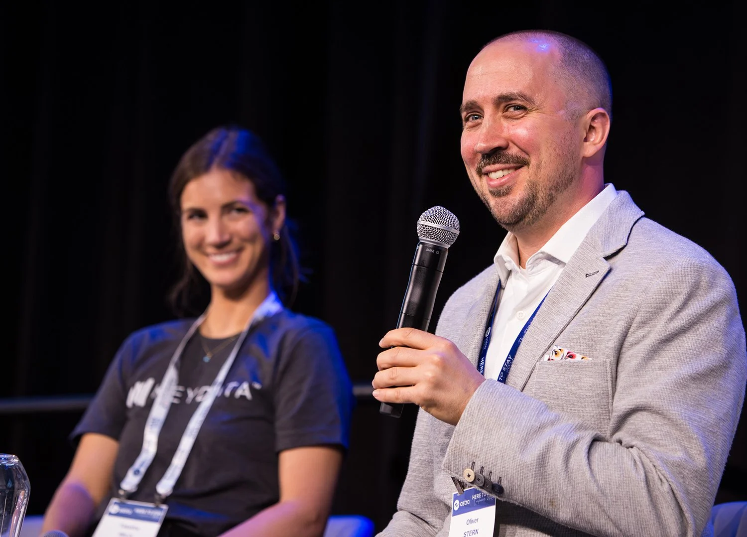 Expert panel member answers questions at a Brisbane business summit