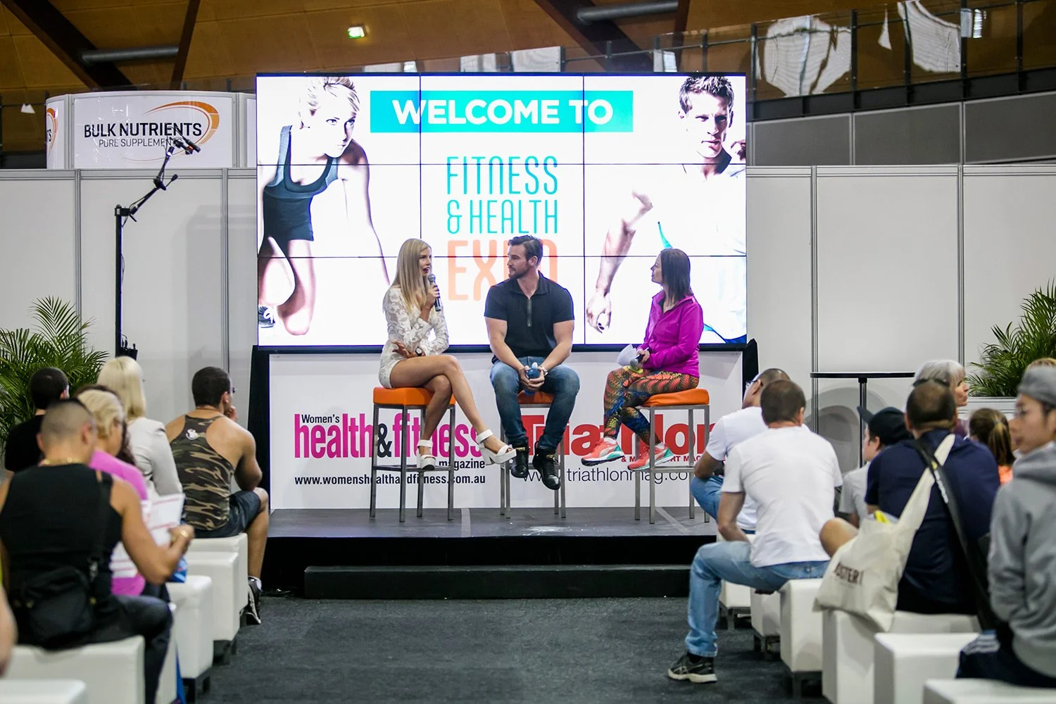 On stage presentation at health and fitness expo