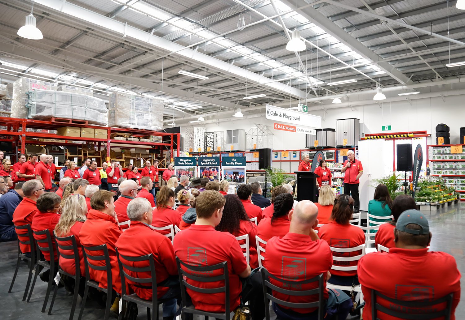 Bunnings staff attending store opening event