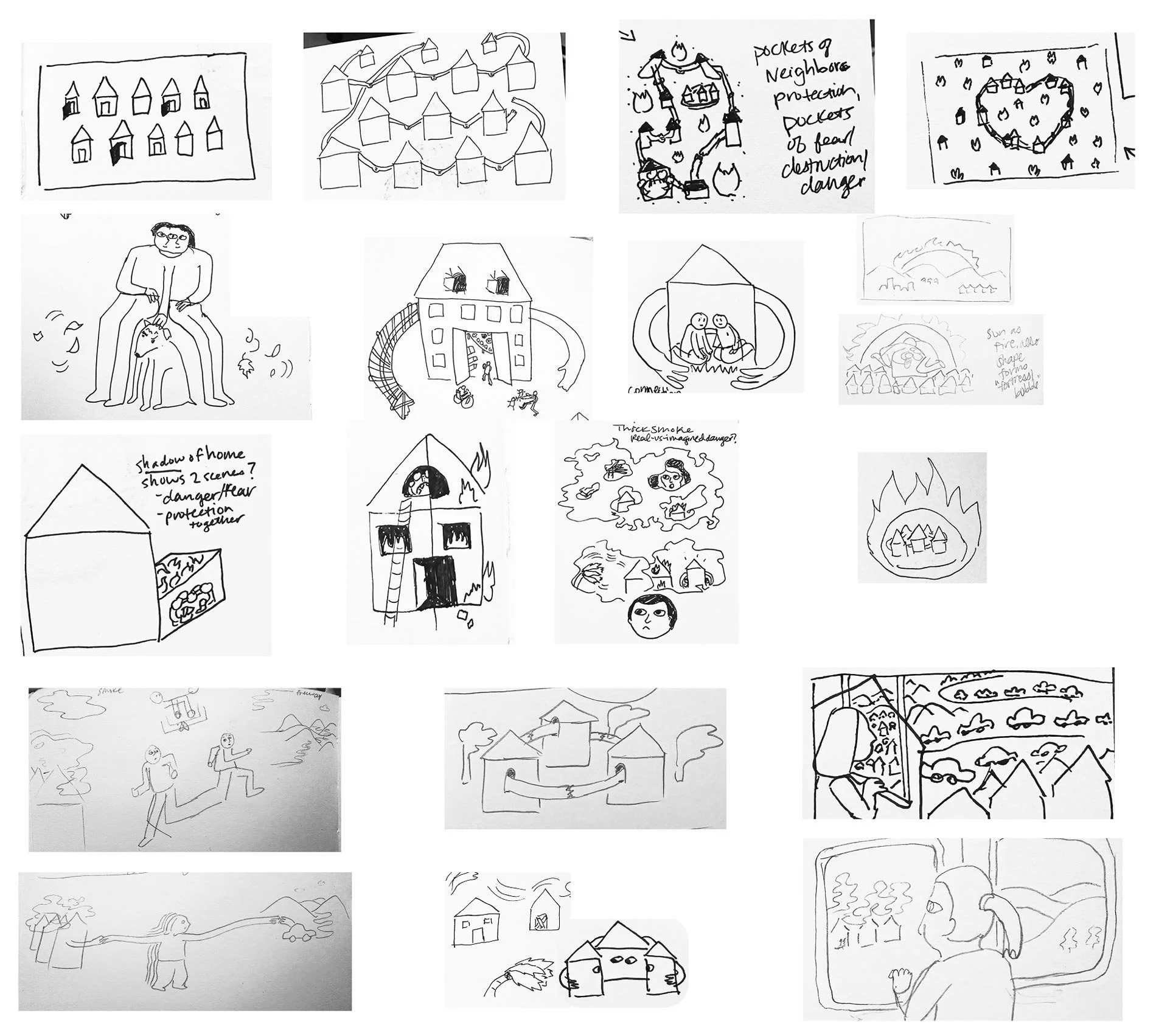 exploratory thumbnail sketches