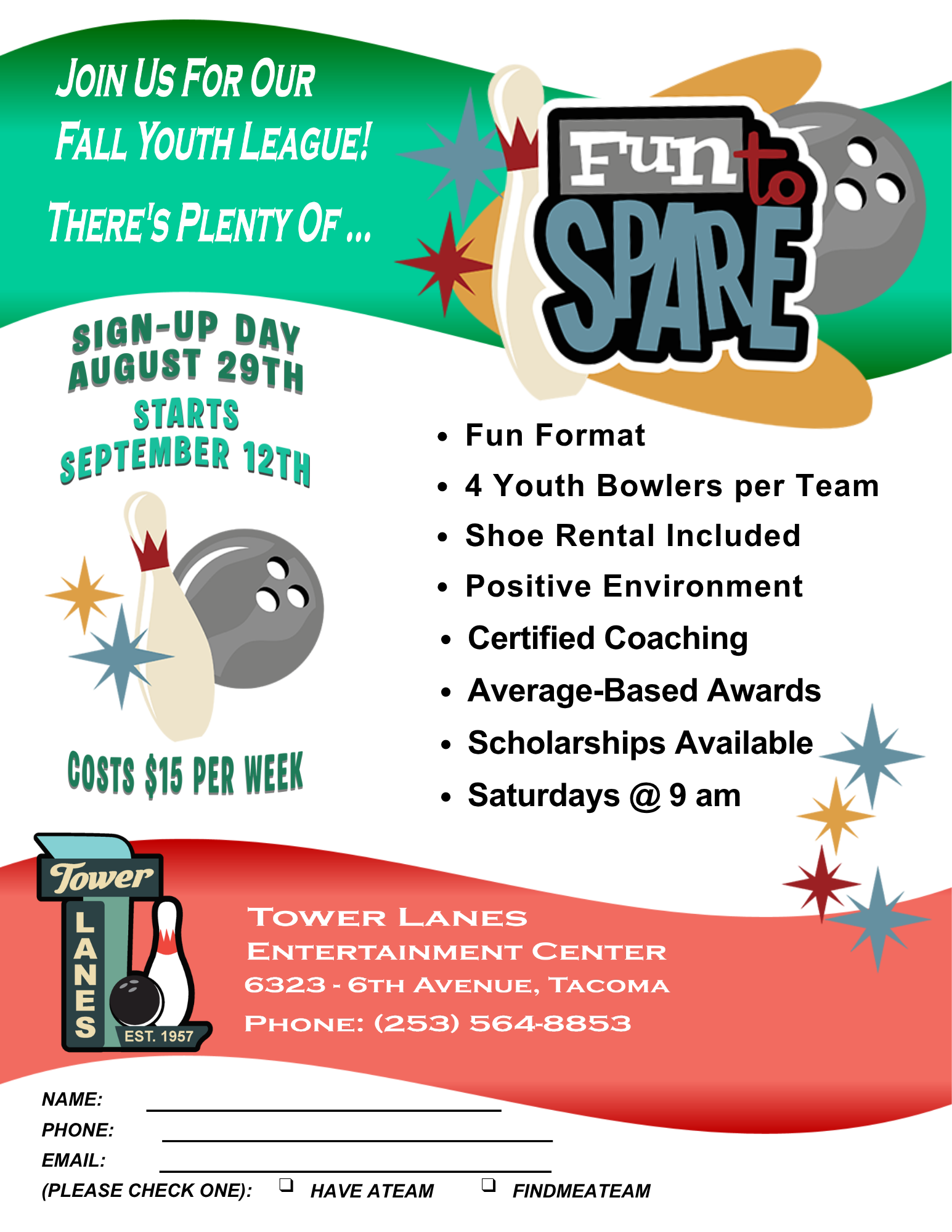 Kids and Youth Bowling League - Starts September 12th