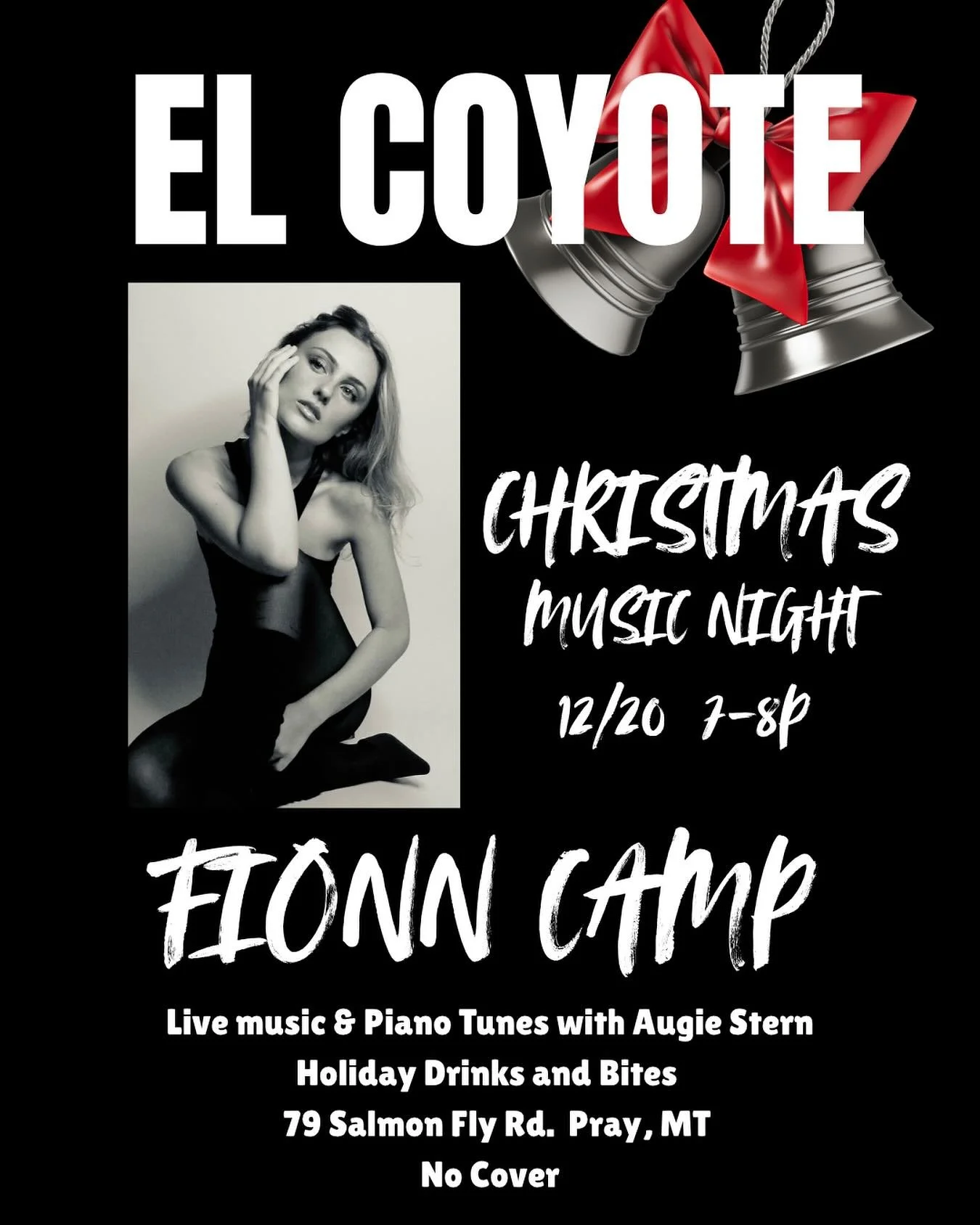 Join us this holiday season on Dec. 20th in El Coyote @peaceofparadisemt for a night of festive cheer and live music featuring our special musical guest @fionncamp &mdash; a celebration you won&rsquo;t want to miss! 🎶✨🎄

#paradisevalleymontana #mus