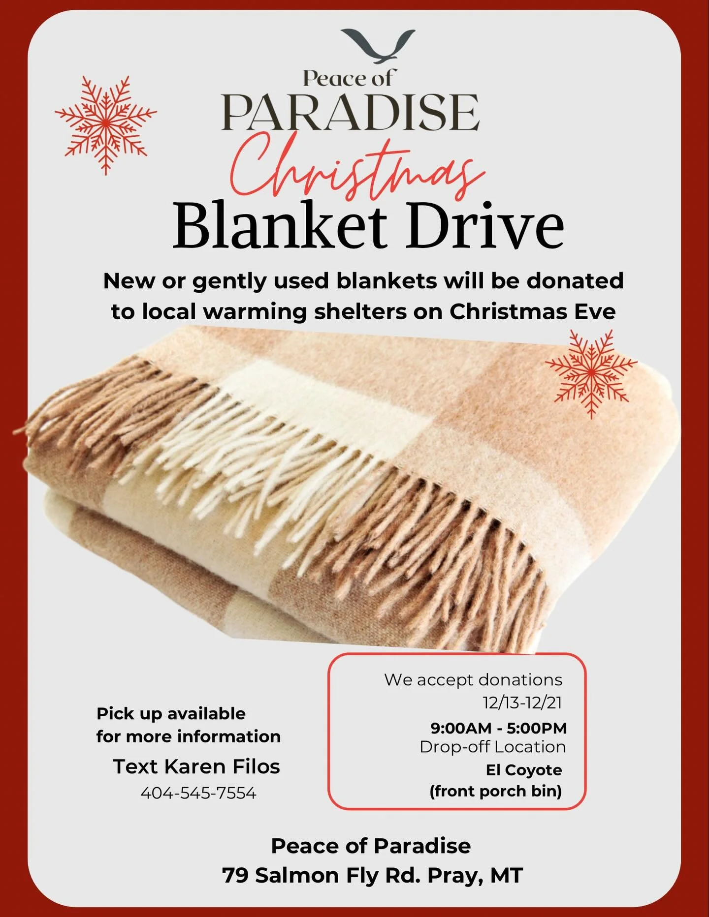 Join us in spreading warmth&mdash;donate a blanket and help support our local warming shelters this season.🎄 

#communitysupport #explorelivingstonmt #staywarmmontana