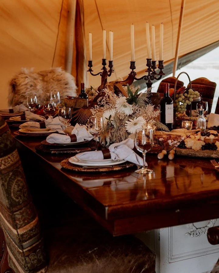 Gather under the dining tipi, where every meal feels a little more magical ✨

#outdoordining #montanaevents #dinnerpartyideas