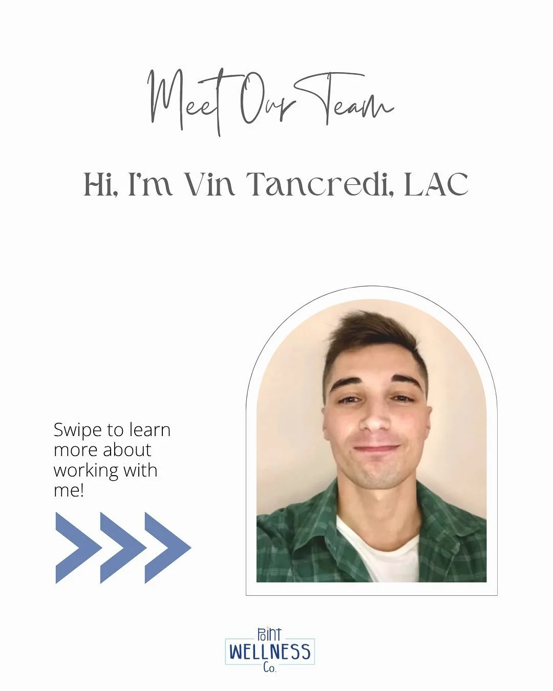 We are so excited to introduce one of our incredible therapists, Vin Tancredi, LAC! Swipe to learn more about working with Vin. 
Get scheduled with Vin, or another member of our team, by calling us or visiting our website. No matter where you are on
