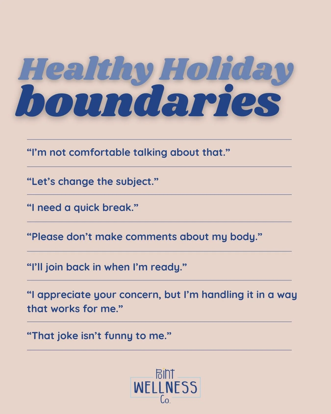 Thanksgiving is a fun day, but it can also lead to comments or conversations that feel uncomfortable, overwhelming, or upsetting. It&rsquo;s okay to protect your peace. 

Here are simple, healthy boundaries anyone can use tomorrow:
1. &ldquo;I&rsquo;