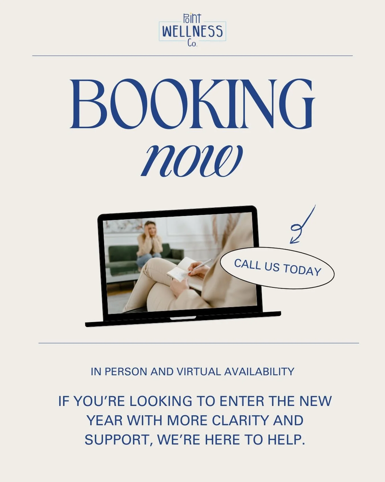 We are now welcoming new adult clients, in-person or virtual!

If you&rsquo;ve been thinking about starting therapy, this is your sign to give us a call today.

#pointwellnessco #therapy #virtualtherapy #mentalhealth #njtherapist