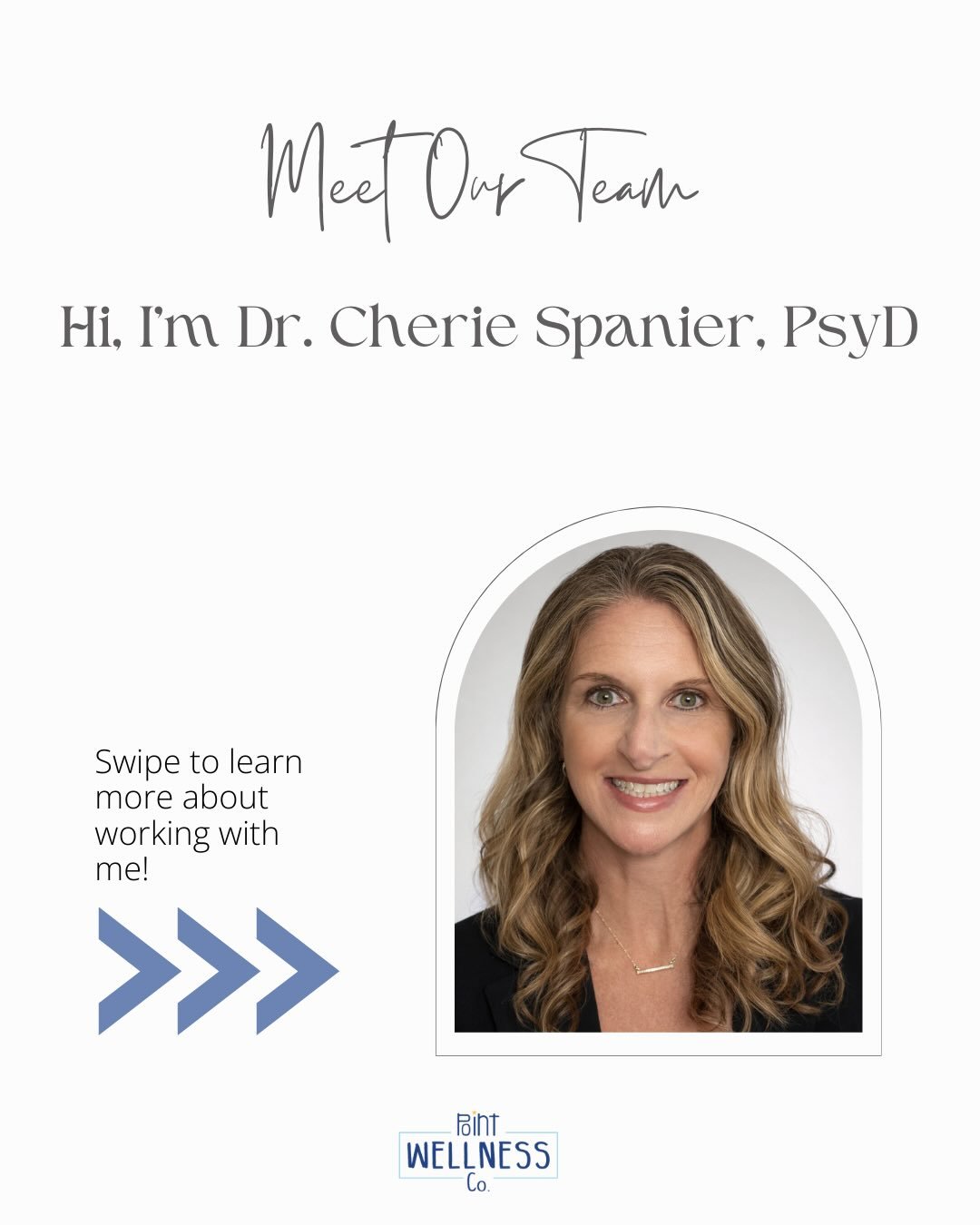 We are so excited to introduce our amazing new therapist, Dr. Spanier. Learn more about working with her and reach out today to schedule! 

#pointwellnessco #therapyforkids #therapyforteens #therapyforyoungadults