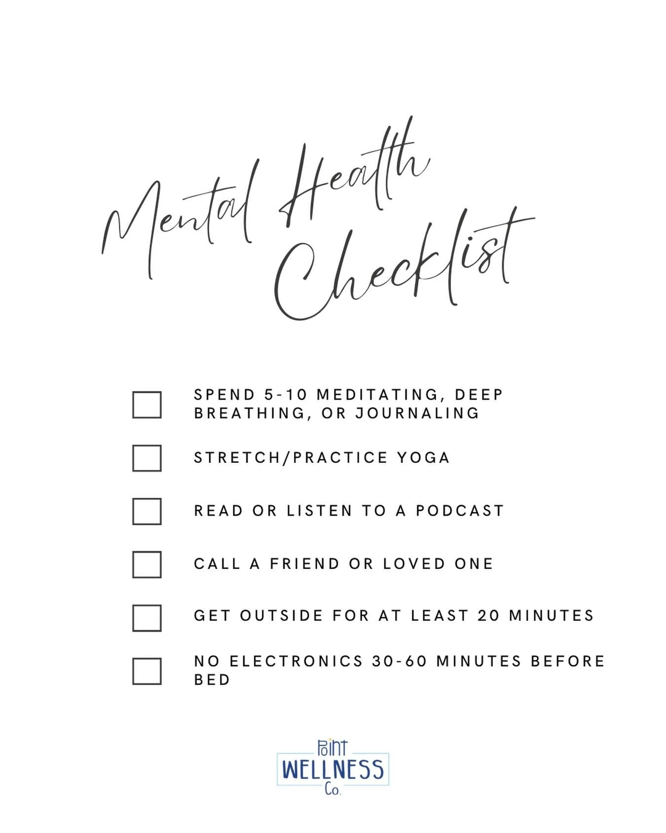 May is Mental Health Awareness Month. 

Do a little check-in on how you&rsquo;re taking care of yourself right now! Save for a weekly reminder 🤍