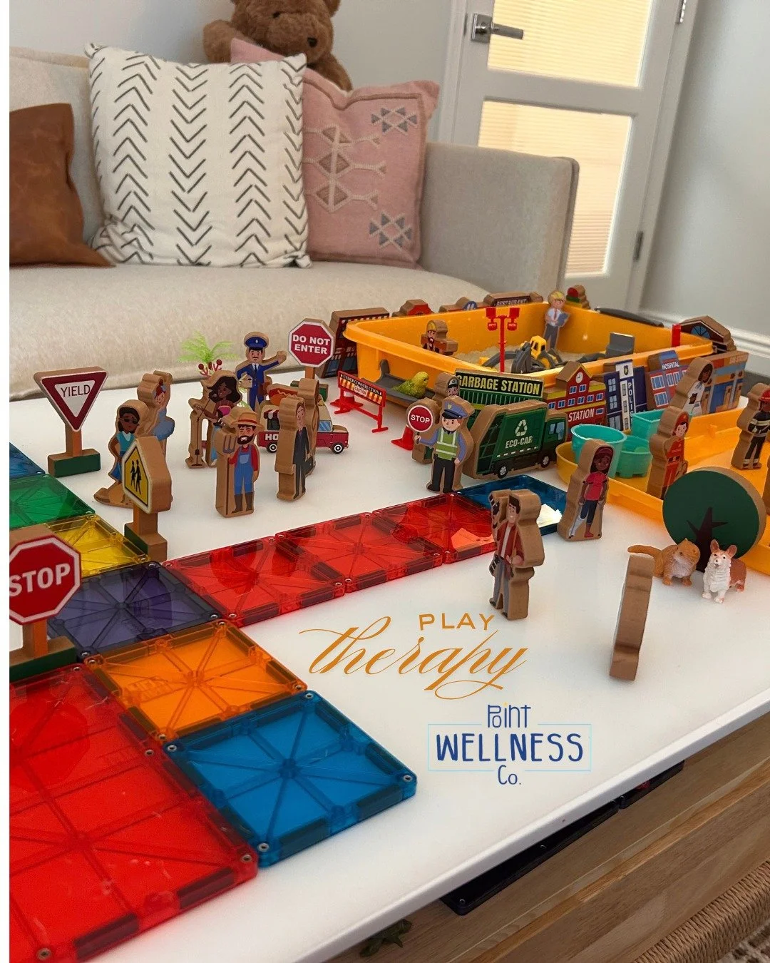 Play says what words can&rsquo;t. ⭐
In play therapy, what may look like a table full of toys can become a child&rsquo;s way of communicating, exploring relationships, working through experiences, and making sense of their world.
There&rsquo;s no &ldq