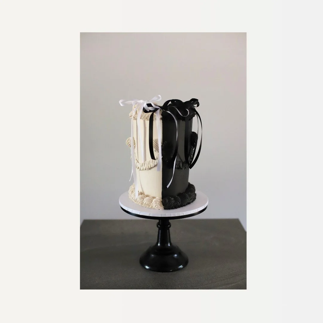 a monochromatic moment. heavy on drama, bows and finished with vintage piping.

events, birthdays &amp; more &mdash; flourand.com.au
-
-
-
-
-
-
-
#cakeinspo #perthwedding #cakephotos #perthweddingideas #weddingseason2024 #perthdesserts #cakesdaily #