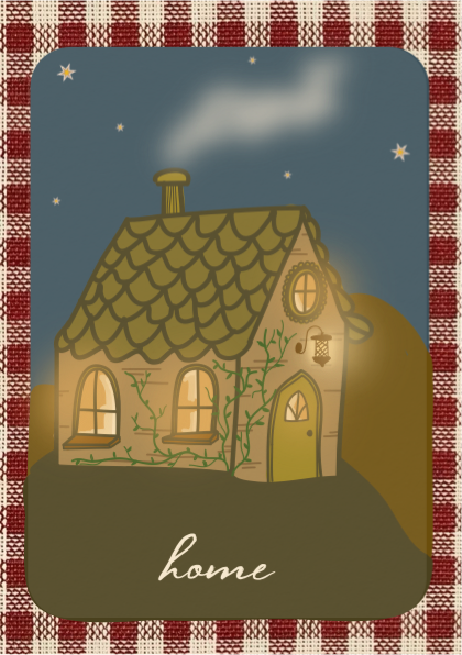 Autumn Night Cottage Print