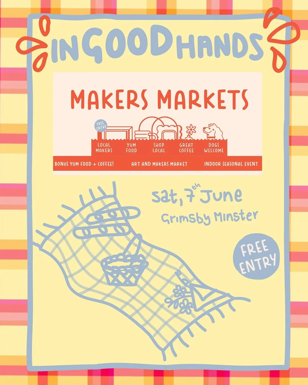 back to back markets in beautiful sunny June! 🌞🍉 i&rsquo;ll be at @ingoodhands_markets in Grimsby on the Saturday and @ticktonfarm fiesta on the Sunday, i can&rsquo;t wait! it&rsquo;s gonna be a great time, i hope to see lots of your lovely faces ✨