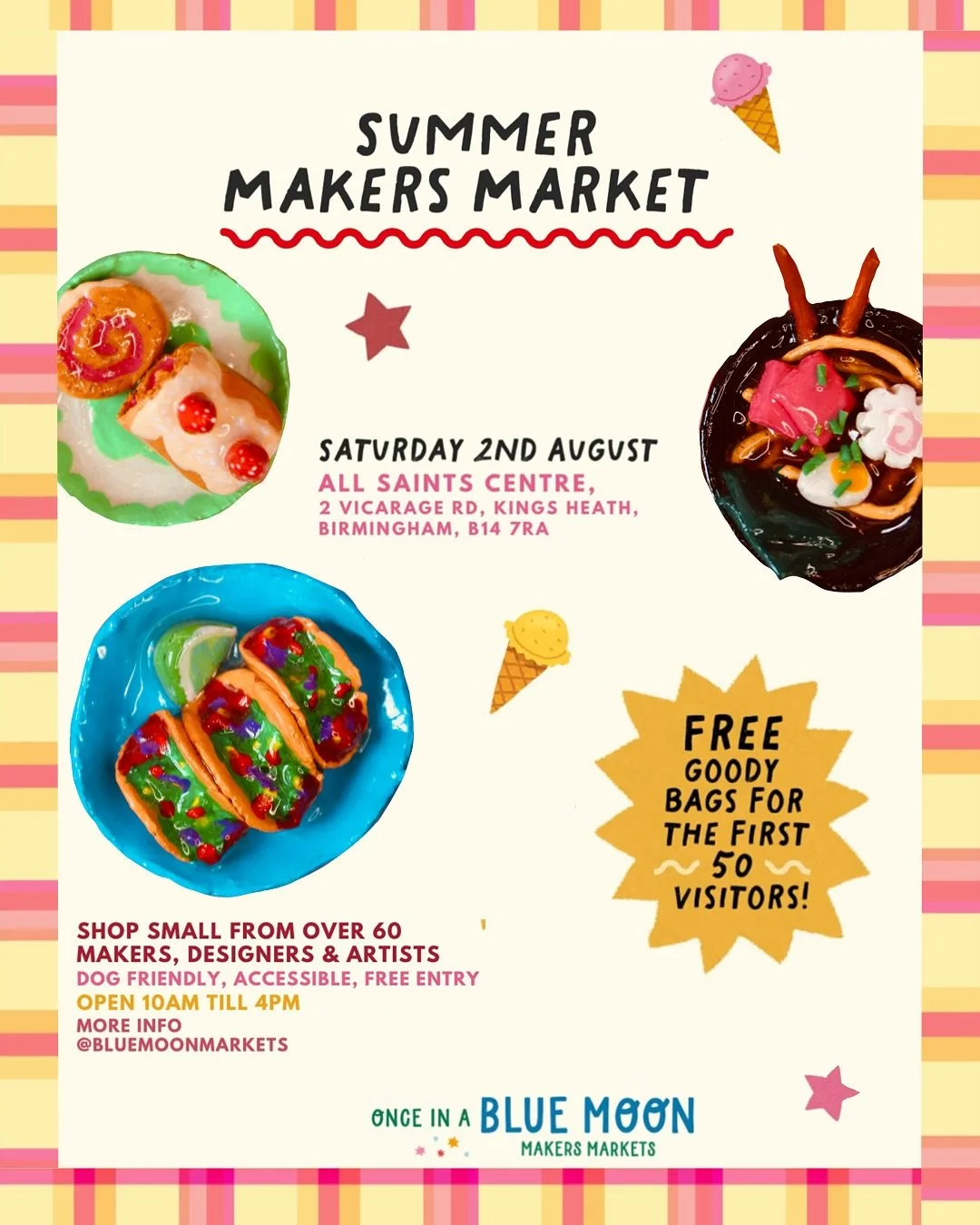 🍦✨ find me at @bluemoonmarkets on Saturday 2nd August!✨🍥 i&rsquo;m having a lot of fun making some of the goodie bags, it&rsquo;s already such a vibe! <3
#grxvicii #miniature #clay