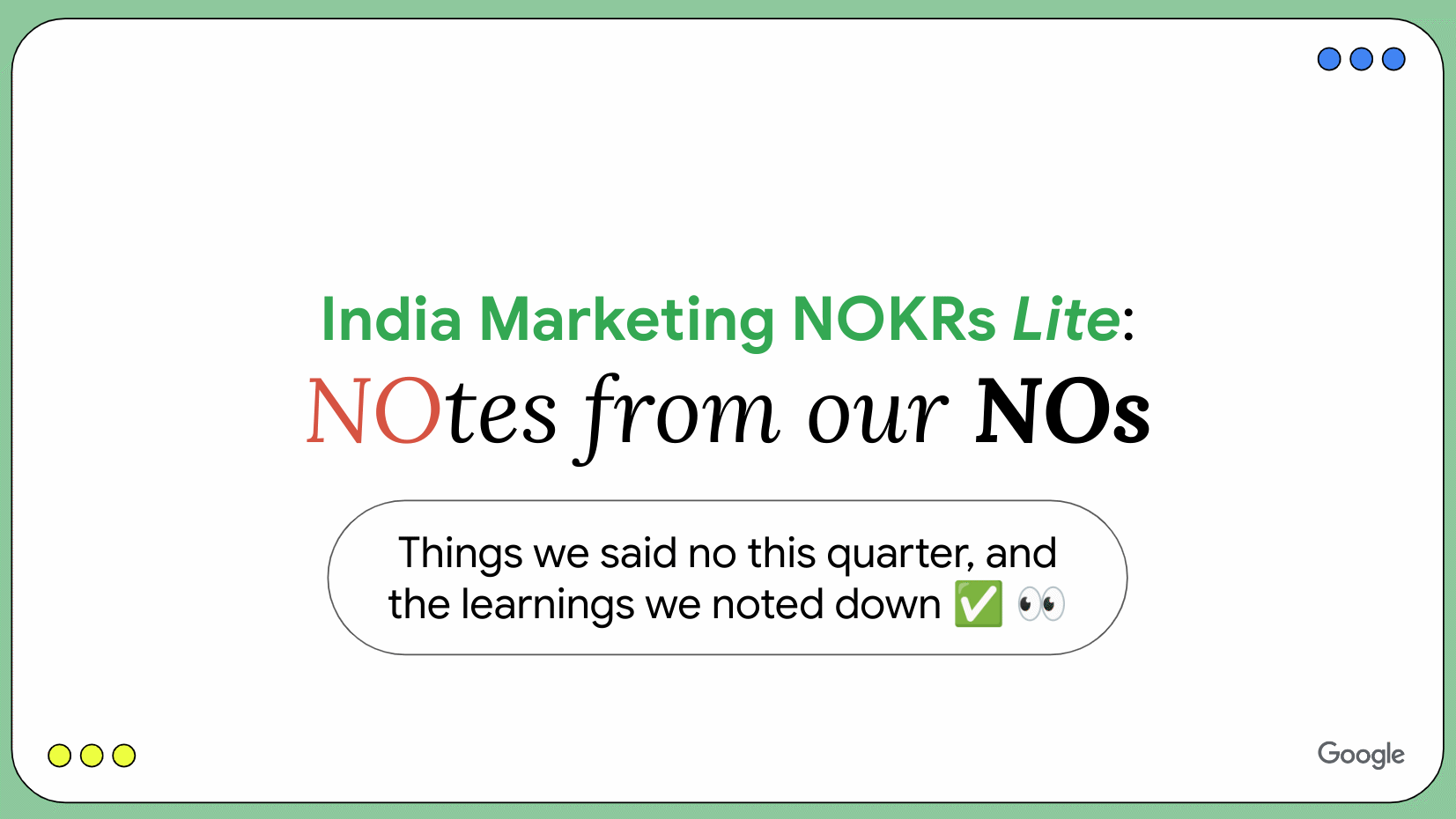Launched the "NOKRs" program, where leads shared quarterly initiatives they declined, ensuring ruthless prioritization and alignment with key goals by saying "yes" to the right things and "no" to distractions.