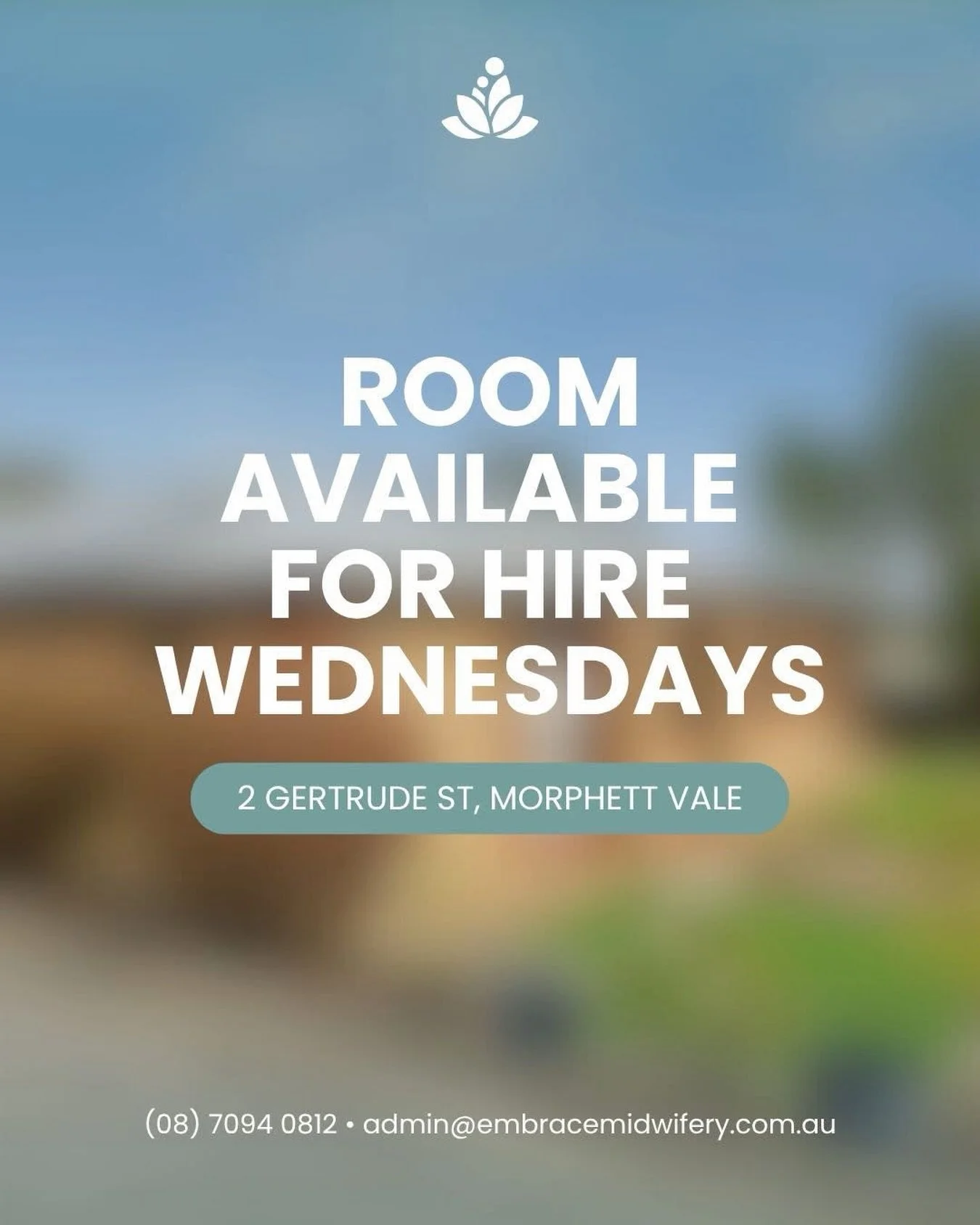 Calling all health professionals in the southern suburbs!

We have a beautiful consulting room available for hire on Wednesdays here at Embrace Midwifery, Morphett Vale and we&rsquo;d love to share our space with a like-minded health or wellness prac